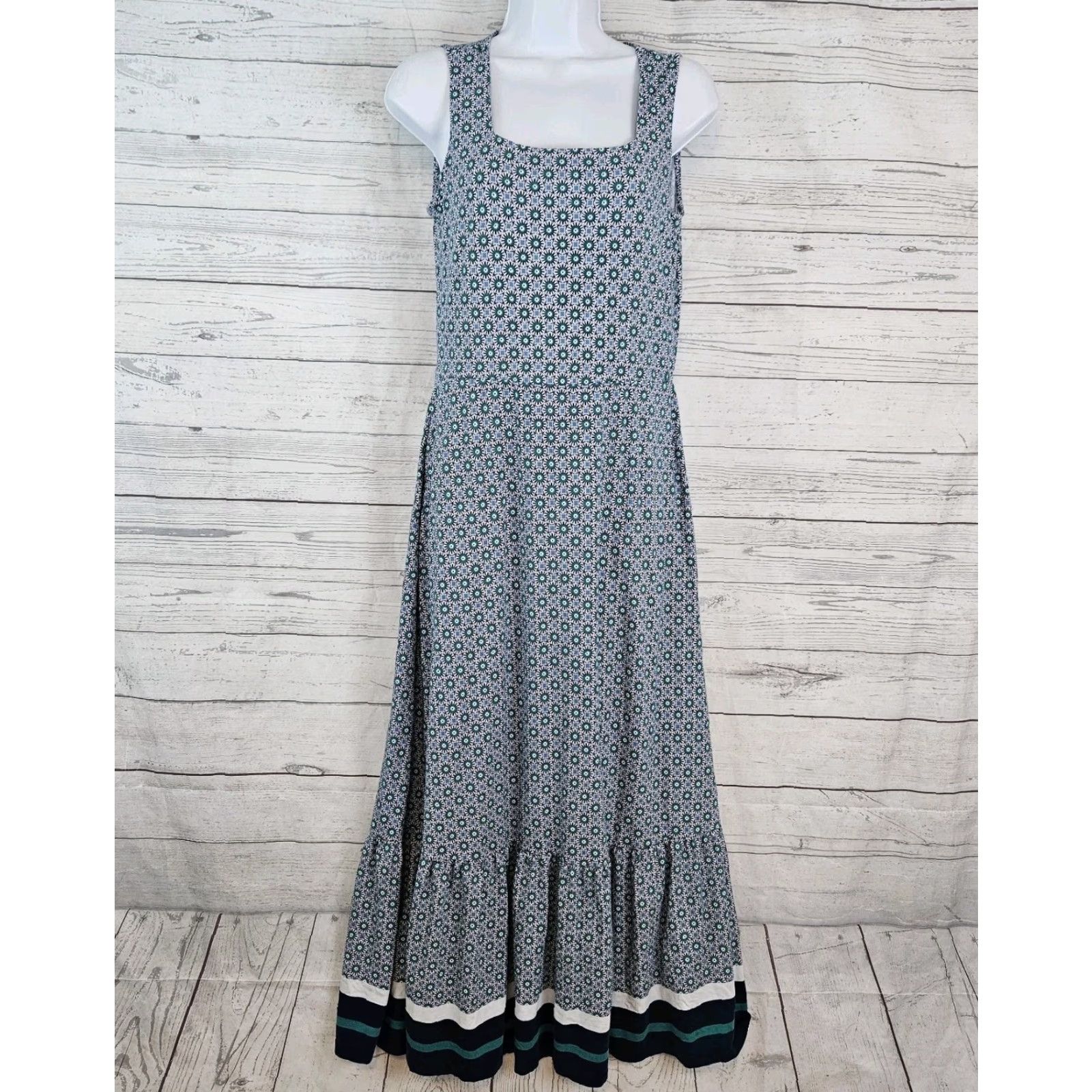 Lands' End Lands End Womens Maxi Dress Sz Small Green Blue Sleeveless Square Neck Pockets Size S / US 4 / IT 40 - 2 Thumbnail