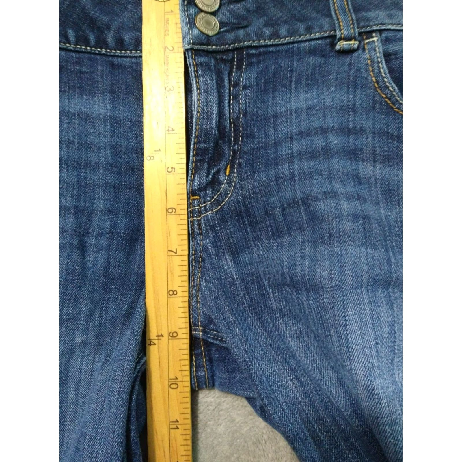 Vintage American Eagle Jeans Women 14 Blue Denim Artist Flare Dark Wash Mid Rise Boho Womens 14 Blue Denim Flared Jeans Size 36" / US 14 / IT 50 - 4 Thumbnail