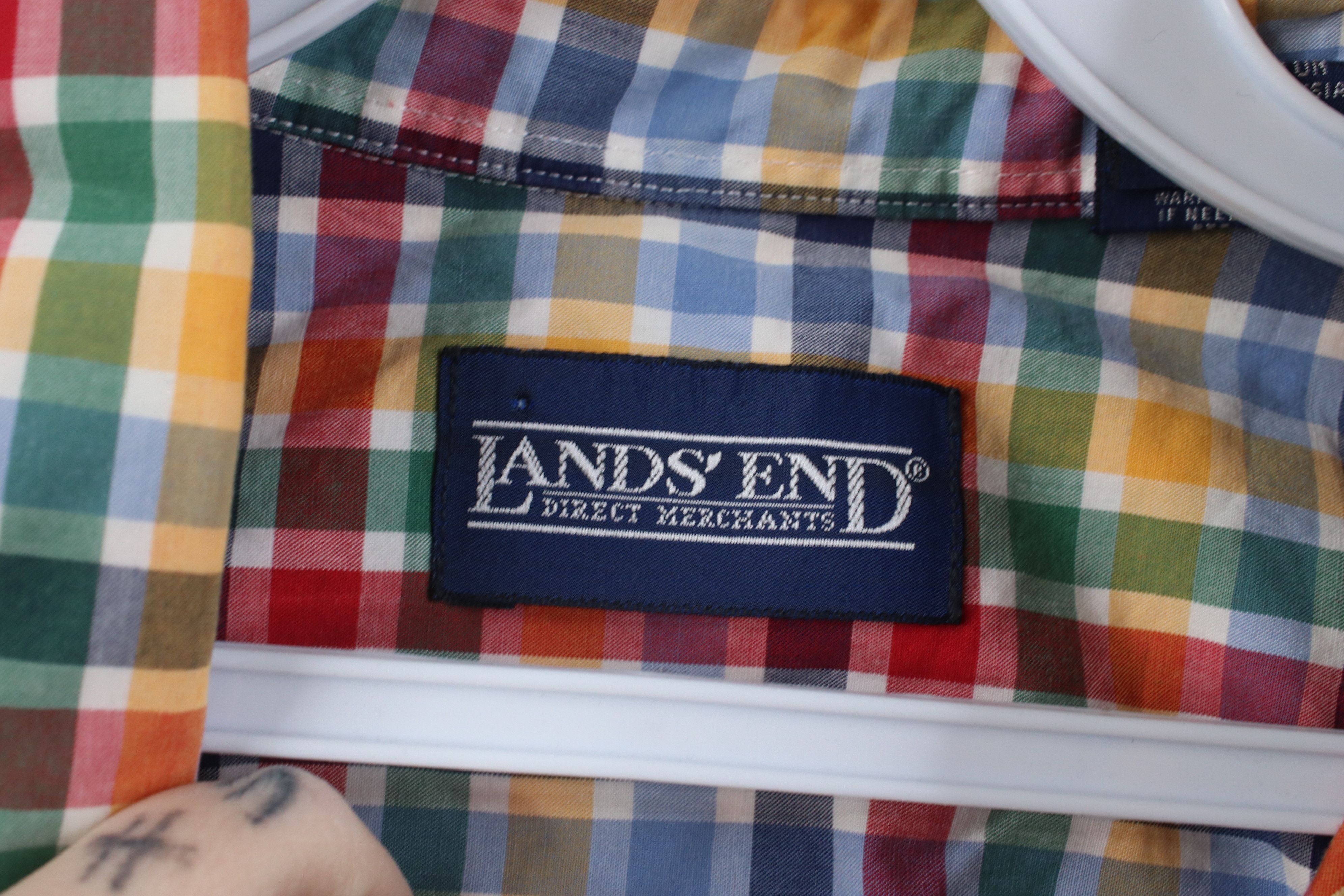 Lands' End Vintage 90s Lands End Madras Short Sleeve Button Down Shirt Size US M / EU 48-50 / 2 - 7 Thumbnail