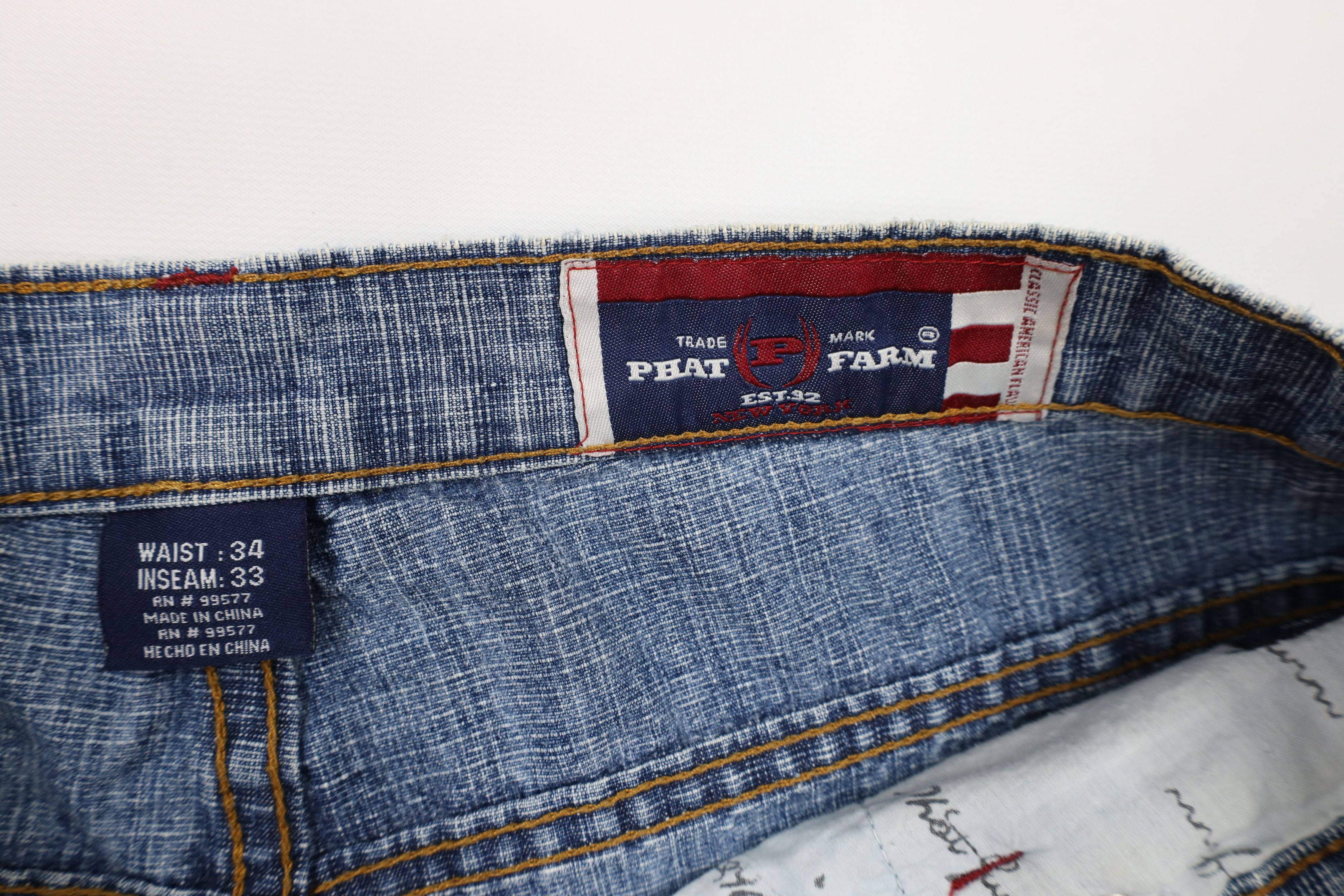 Phat Farm × Vintage Vintage Phat Farm Spell Out Baggy Wide Leg Denim Jeans Size US 34 / EU 50 - 11 Thumbnail