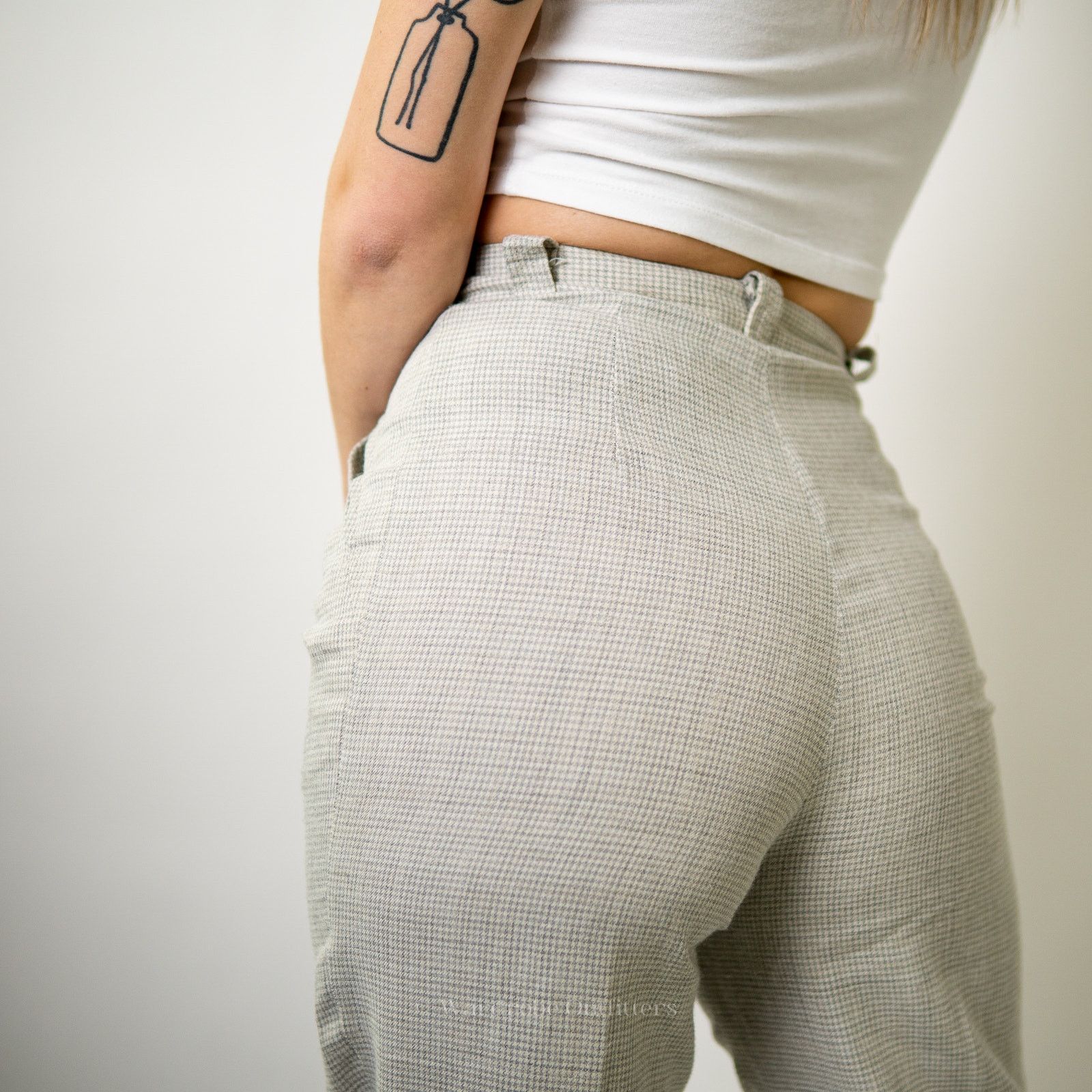 Guess Vtg 70s Georges Marciano Plaid Houndstooth Trouser Pants - 2 Size 26" / US 2 / IT 38 - 10 Thumbnail
