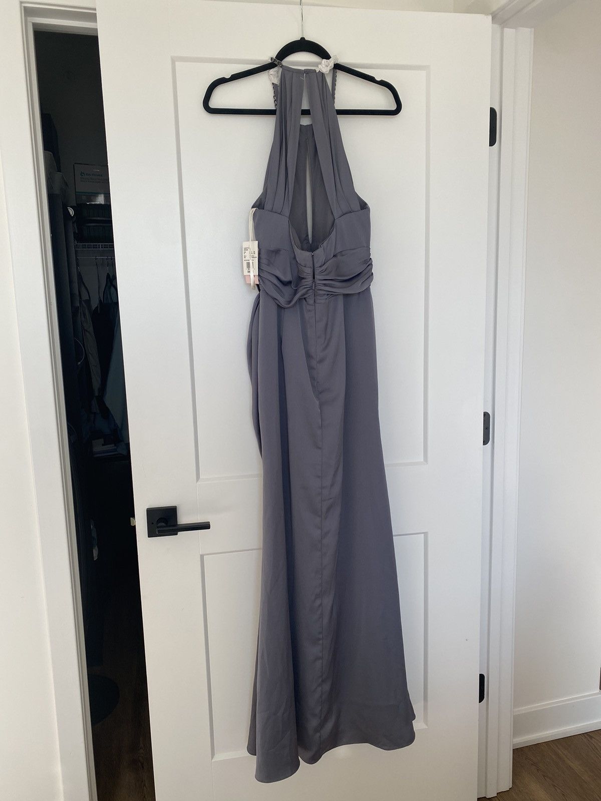 Designer Galina Signature bridesmaid Chain Halter Satin Sheath Dres Size M / US 6-8 / IT 42-44 - 8 Thumbnail