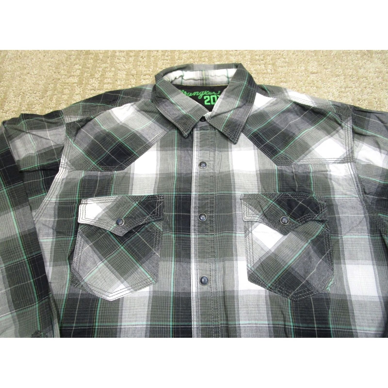 Wrangler Wrangler Shirt Men M Gray Plaid Pearl Snap Western Long Sleeve Size US M / EU 48-50 / 2 - 2 Thumbnail