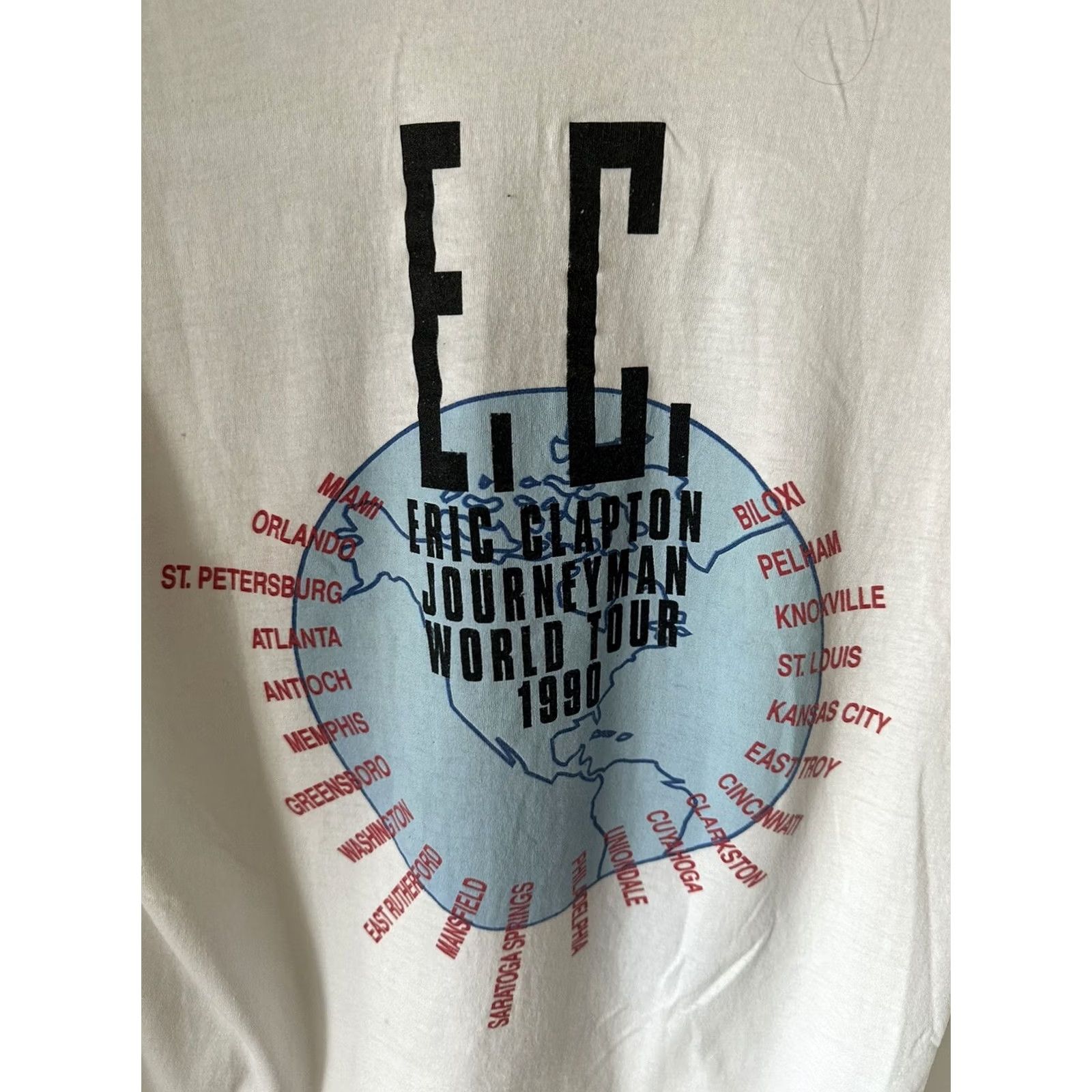 Hanes VINTAGE Eric Clapton Journeyman World Tour Rock T Shirt XL White Hanes 1990s Unisex Adult Graphic Tee Short Sleeve Size US XL / EU 56 / 4 - 4 Thumbnail