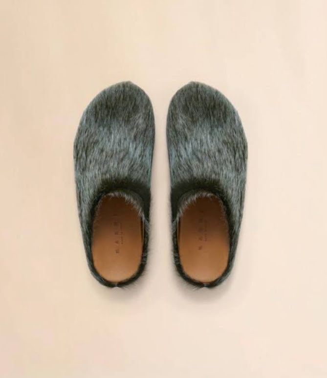 Marni o1w1db10326 Fussbett Sabot Calf-Hair Slippers in Blue Size US 10 / IT 40 - 1 Thumbnail