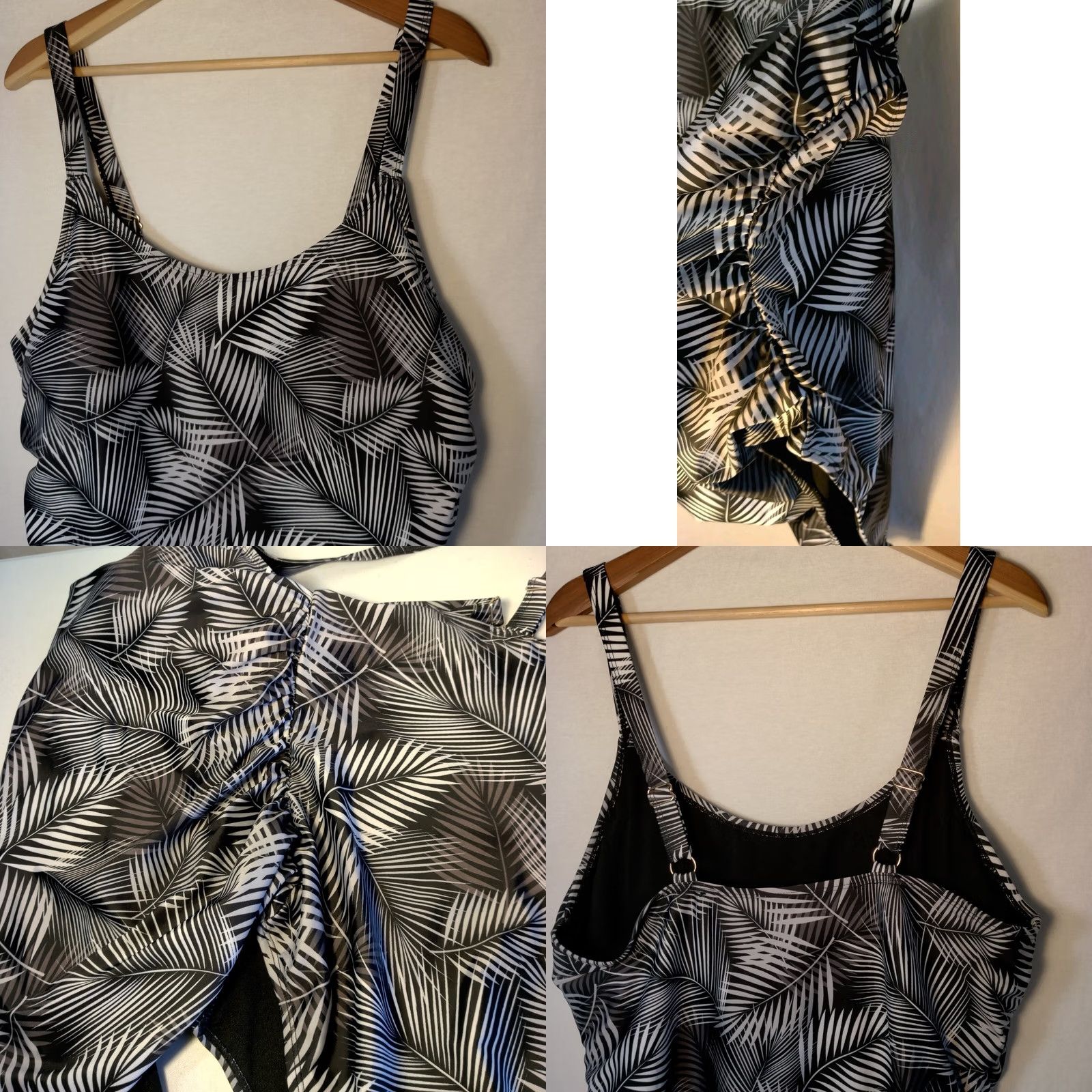 Nicole Miller Nicole Miller Plus Size 3X One Piece Bathing Suit Black White Gray Palm Swimsuit Size XXL / US 16-18 / IT 52-54 - 8 Thumbnail