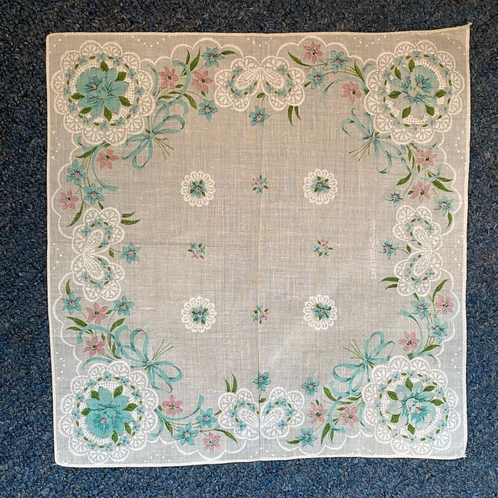 Other All Cotton vintage floral print handkerchief 12.5”x12” Size ONE SIZE - 6 Thumbnail