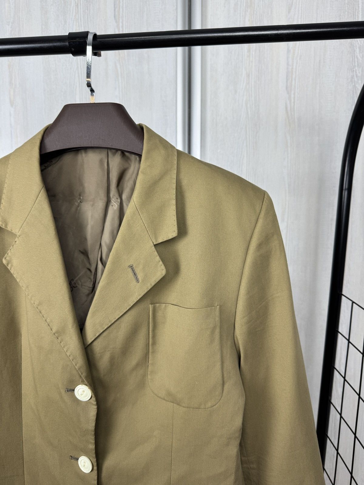 DAKS Daks London cotton beige unlined 3 button blazer Size L / US 10 / IT 46 - 4 Thumbnail