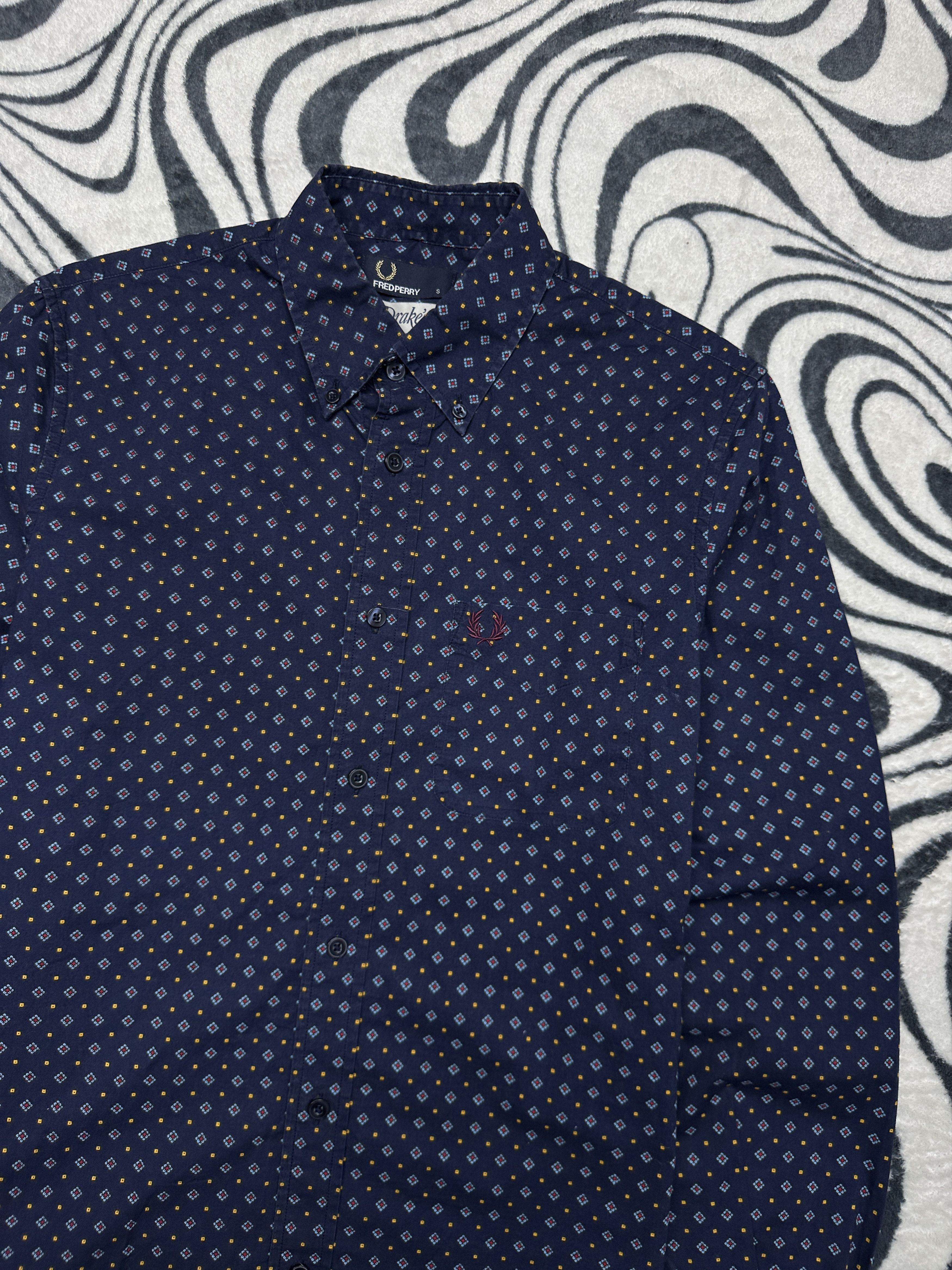 Drake's Fred Perry & Drakes Mens Long Sleeve Shirt Size US S / EU 44-46 / 1 - 2 Thumbnail