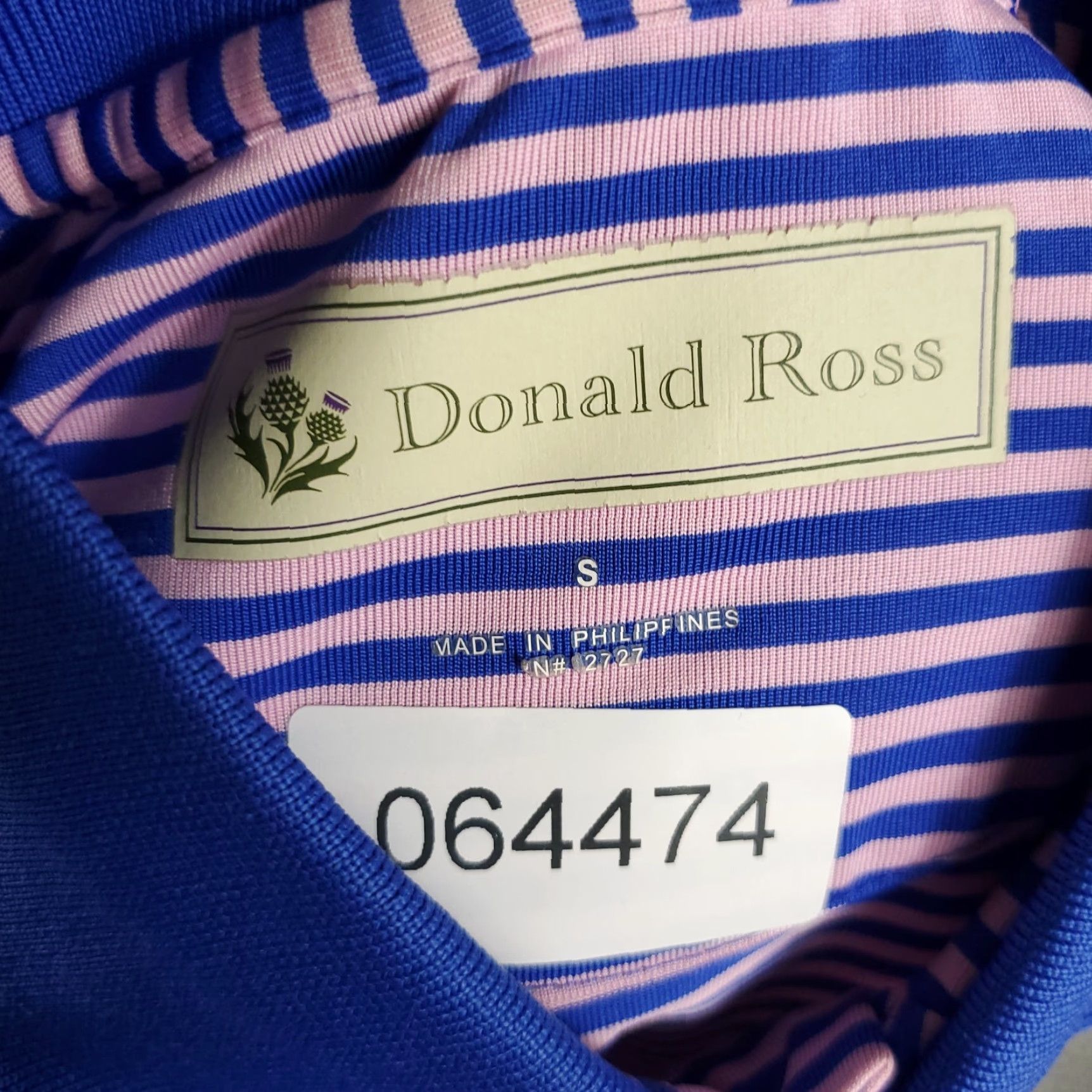 Vintage Donald Ross Polo Shirt Mens Large Blue Pink Striped Golf Casual Short Sleeve Shirt Size US L / EU 52-54 / 3 - 6 Thumbnail