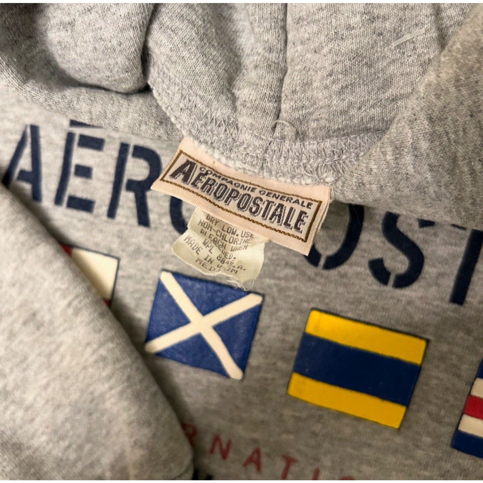 Aeropostale VINTAGE Aeropostale Nautical Flags Logo Hoodie Jacket Mens M Gray USA 2000s Size US M / EU 48-50 / 2 - 2 Thumbnail