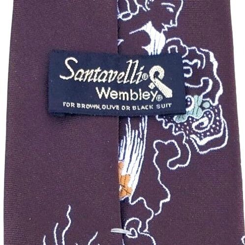 Vintage 60s 70s VTG Graphic Tie Brown Santavelli Wembley 4 Inch Size ONE SIZE - 3 Thumbnail