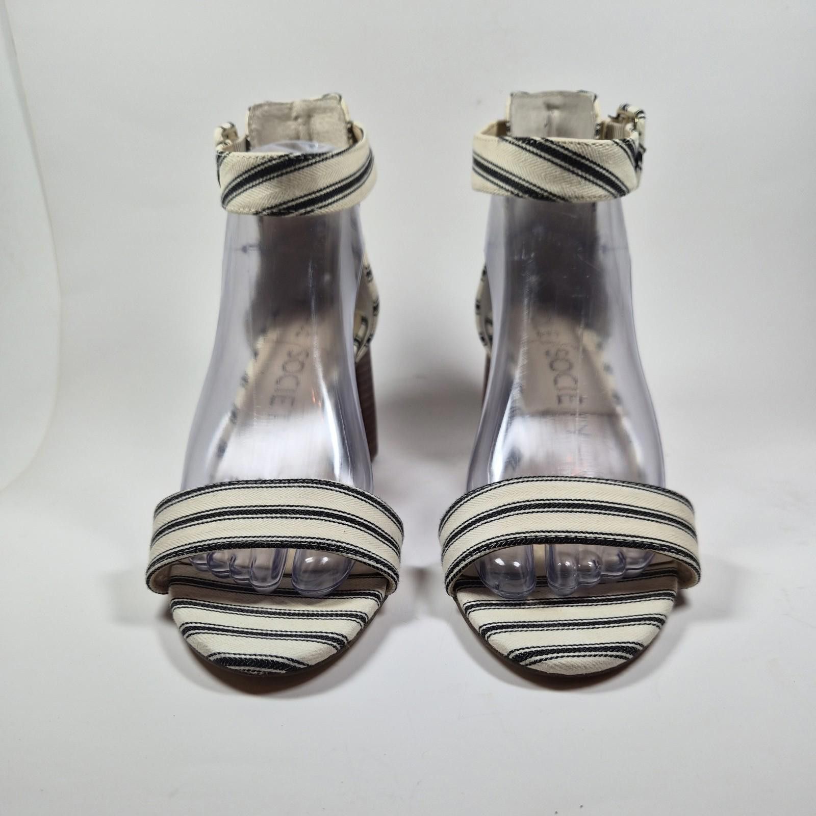 Other SOLE SOCIETY So-Helgah Sandals 8.5 Striped Block Heel Ankle Size US 8.5 / IT 38.5 - 4 Thumbnail
