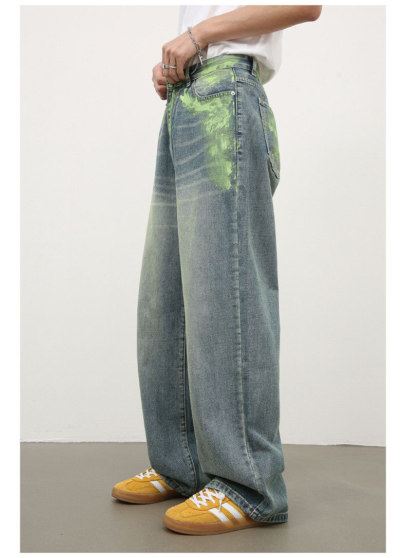 Japanese Brand × Jean Men's ink-splashed loose straight-leg wide-leg jeans Size US 32 / EU 48 - 5 Thumbnail