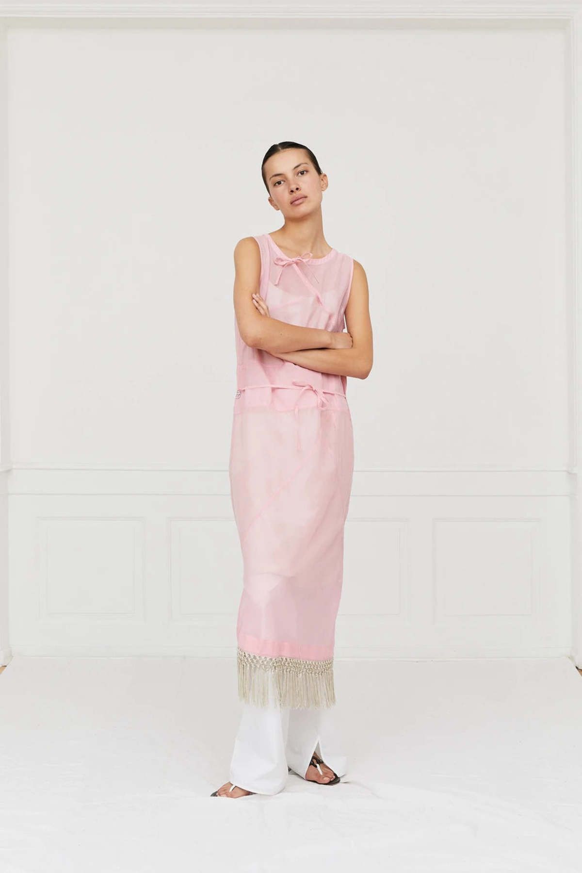 Saks Potts o1s22i1n0924 Stanni Cotton & Silk Midi Dress in Pink Size S / US 4 / IT 40 - 2 Thumbnail