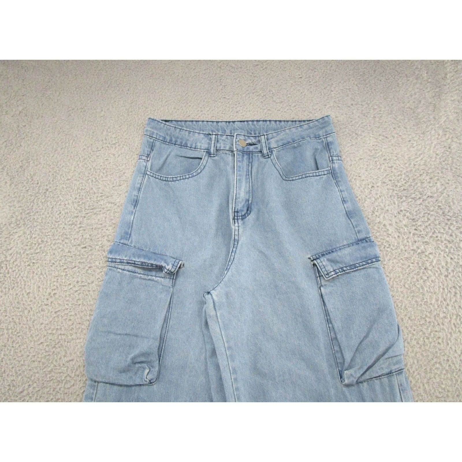 Vintage Elfric Eden Women's Wide-Leg Cargo Jeans Skater Grunge Size 26 Blue Size 26" / US 2 / IT 38 - 3 Thumbnail