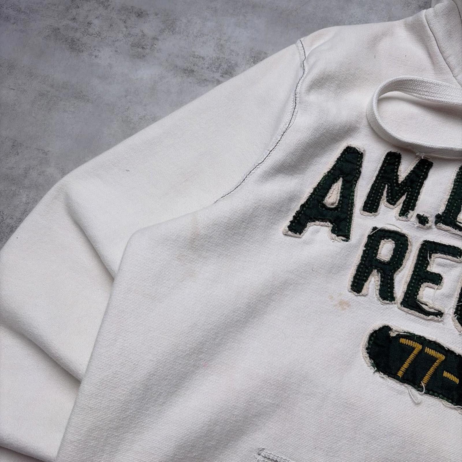 American Eagle Outfitters Y2K White American Eagle Grunge Heavyweight Thermal Hoodie Size US XL / EU 56 / 4 - 6 Thumbnail