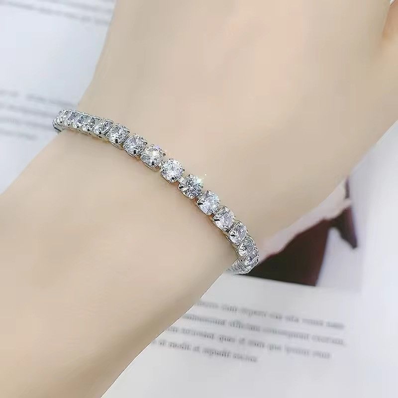 Jewelry ICEDOUT CZ TennisBracelet 18 cm 4mm|Round Cut Cubic Zirconia Size ONE SIZE - 2 Thumbnail
