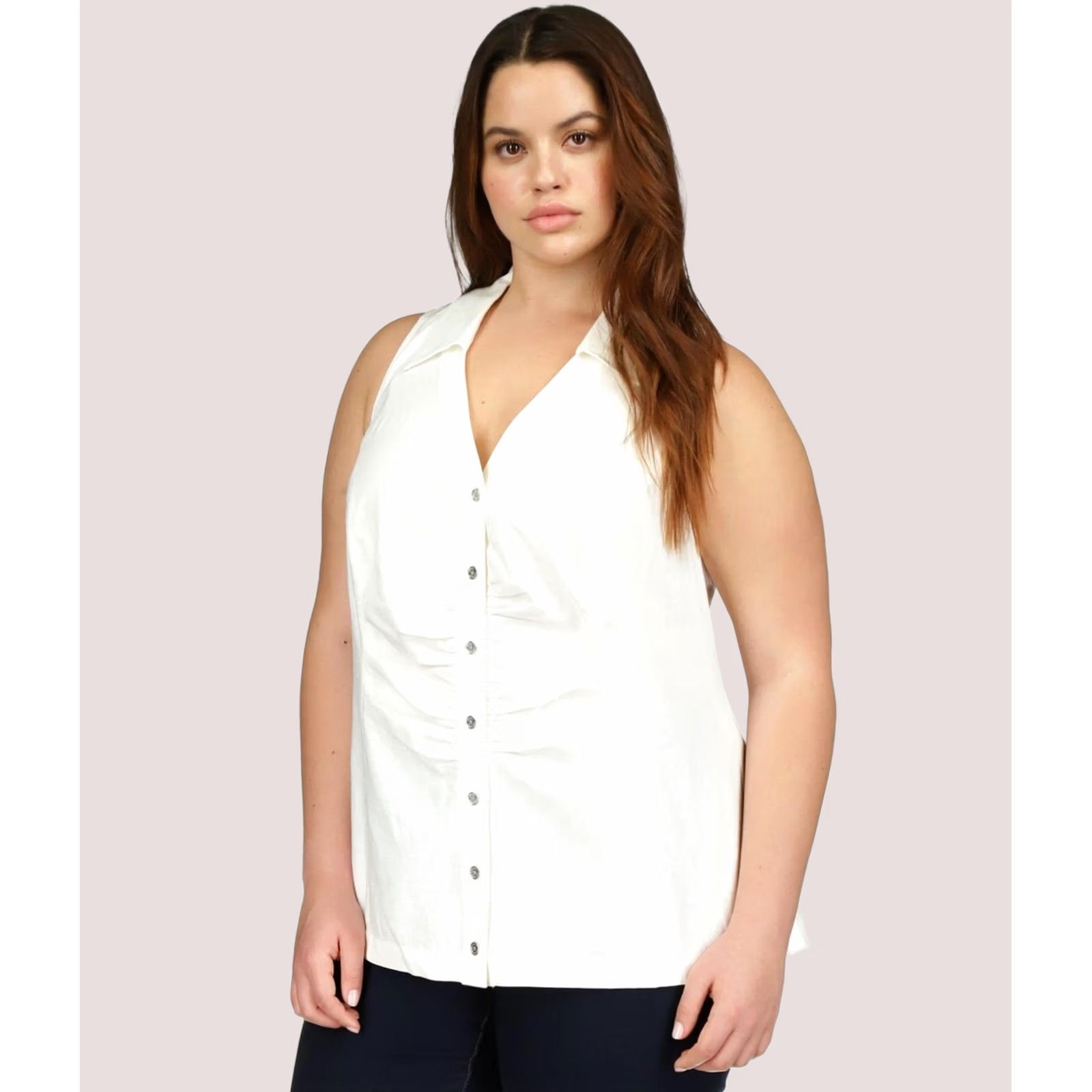 Michael Kors Michael Kors Blouse Womens white 2X Linen Button Front Size XXL / US 16-18 / IT 52-54 - 1 Thumbnail