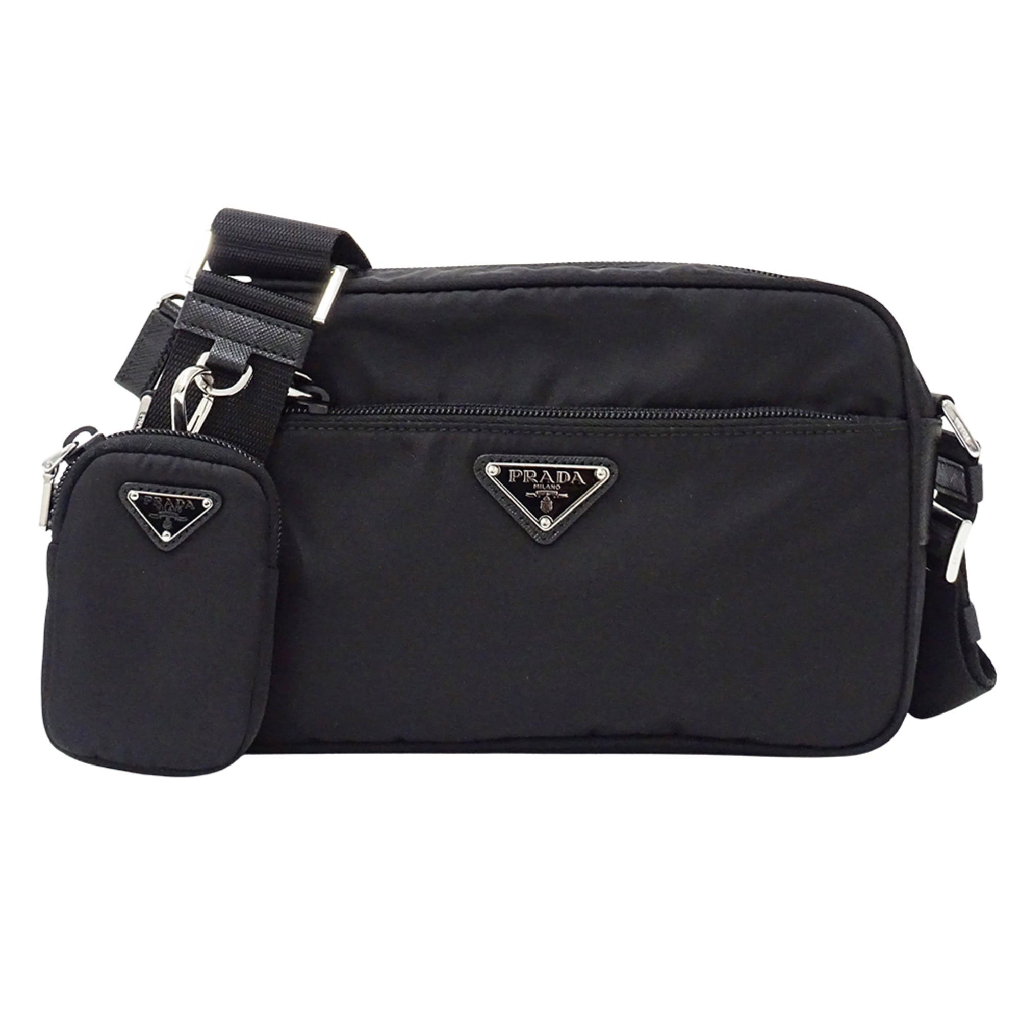 Prada Prada handbag for women and men, brand name shoulder bag, nylon, black, 1BC167, with pouch, logo, crossbody. Size ONE SIZE - 1 Thumbnail
