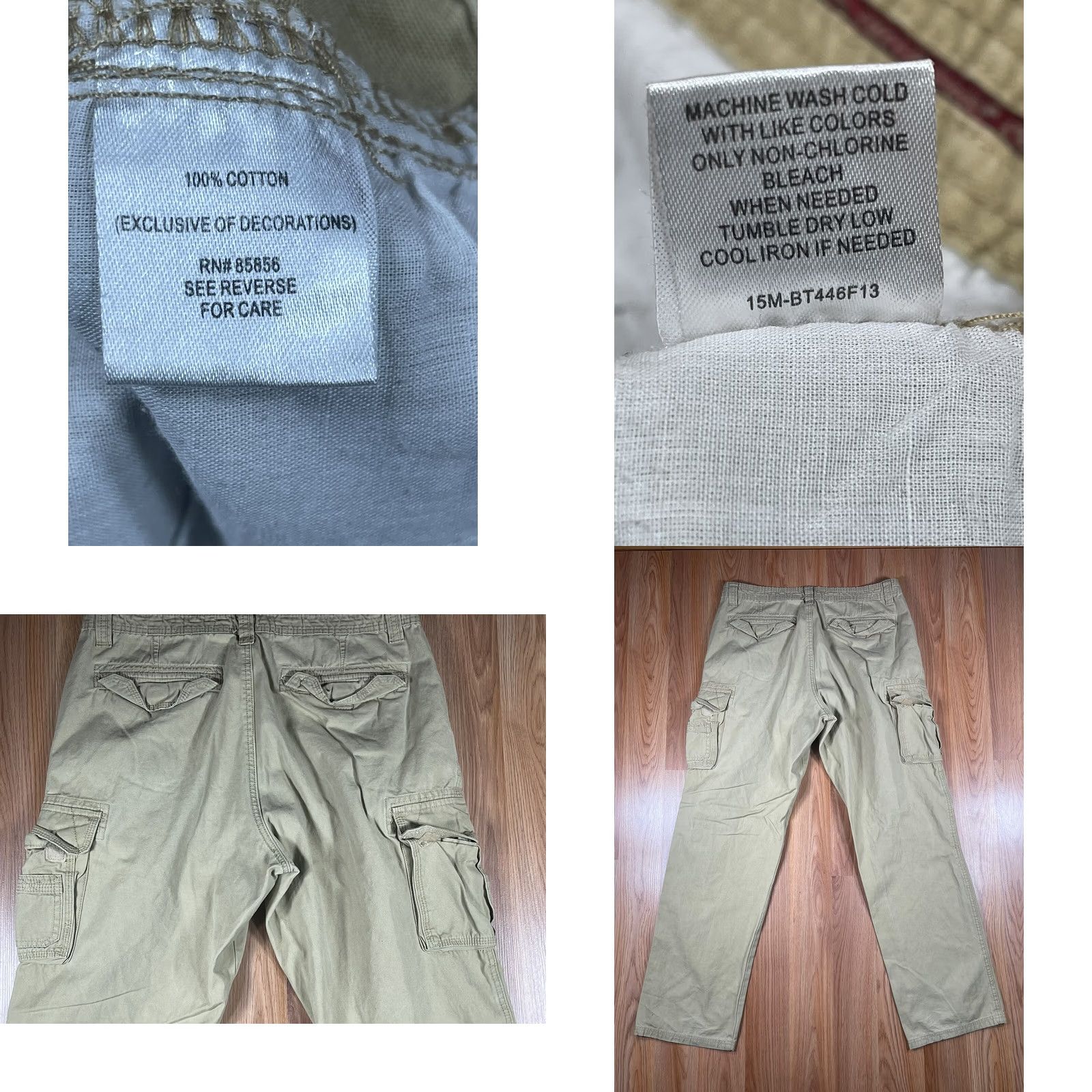 Vintage Guide Series Cargo Pants Mens 36Wx34L Khaki Beige Flat Front Straight Fit Pockets Casual Workwear 36 Regular Mens Size US 36 / EU 52 - 8 Thumbnail