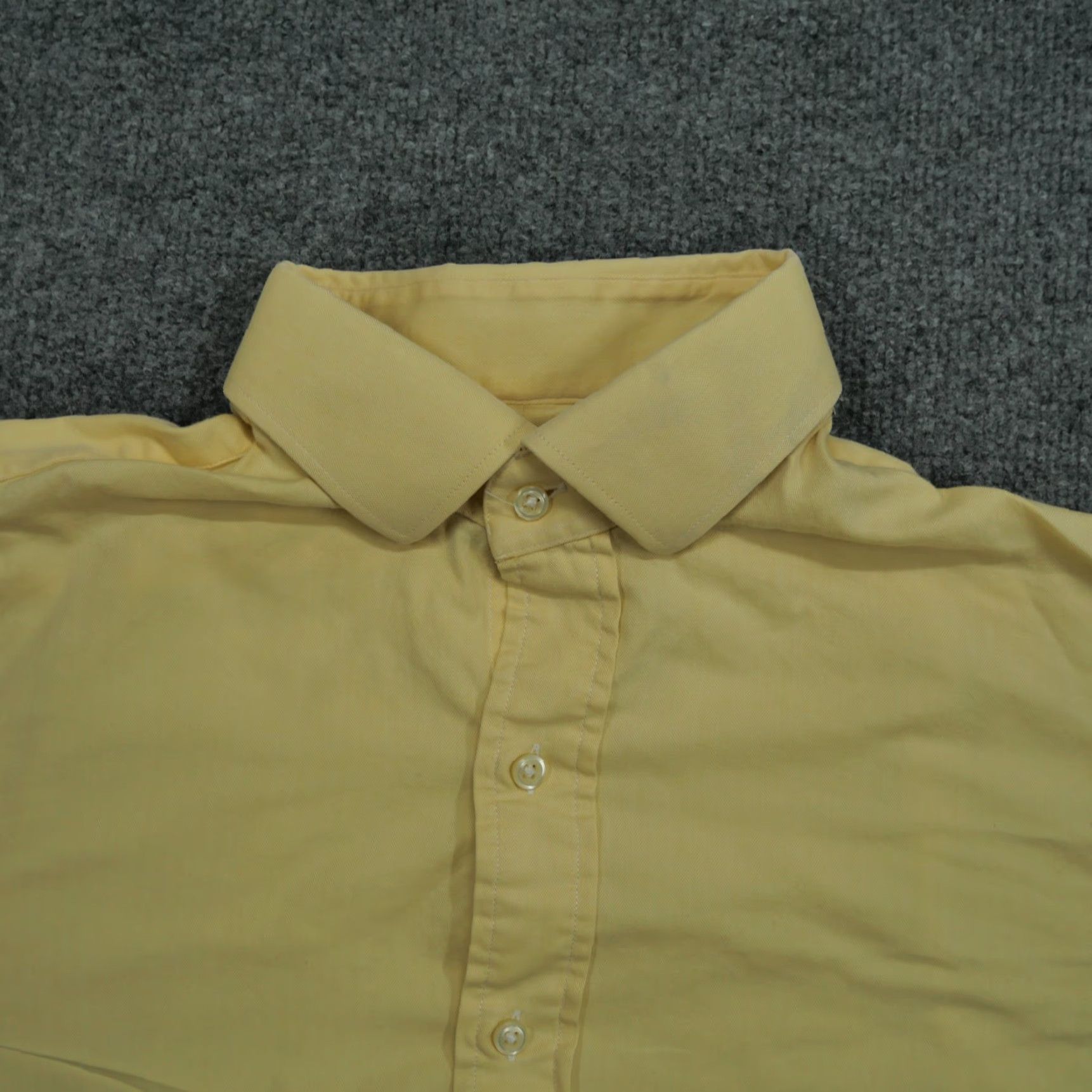 Polo Ralph Lauren VINTAGE Ralph Lauren Shirt Mens Button-Up Polo Dress 16.5 34 35 Yellow Knit Cotton Classic Logo Men Button-Down Collared Casual Size 46R - 2 Thumbnail