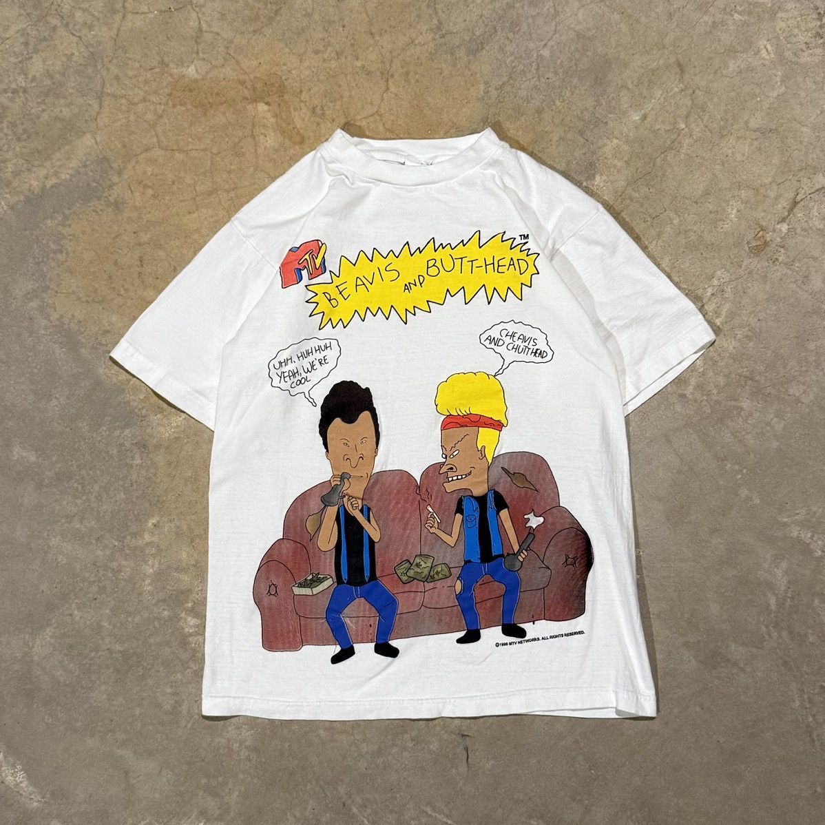 Vtg 1990s Beavis and Butt-Head MTV Weed Parody Cartoon Tee