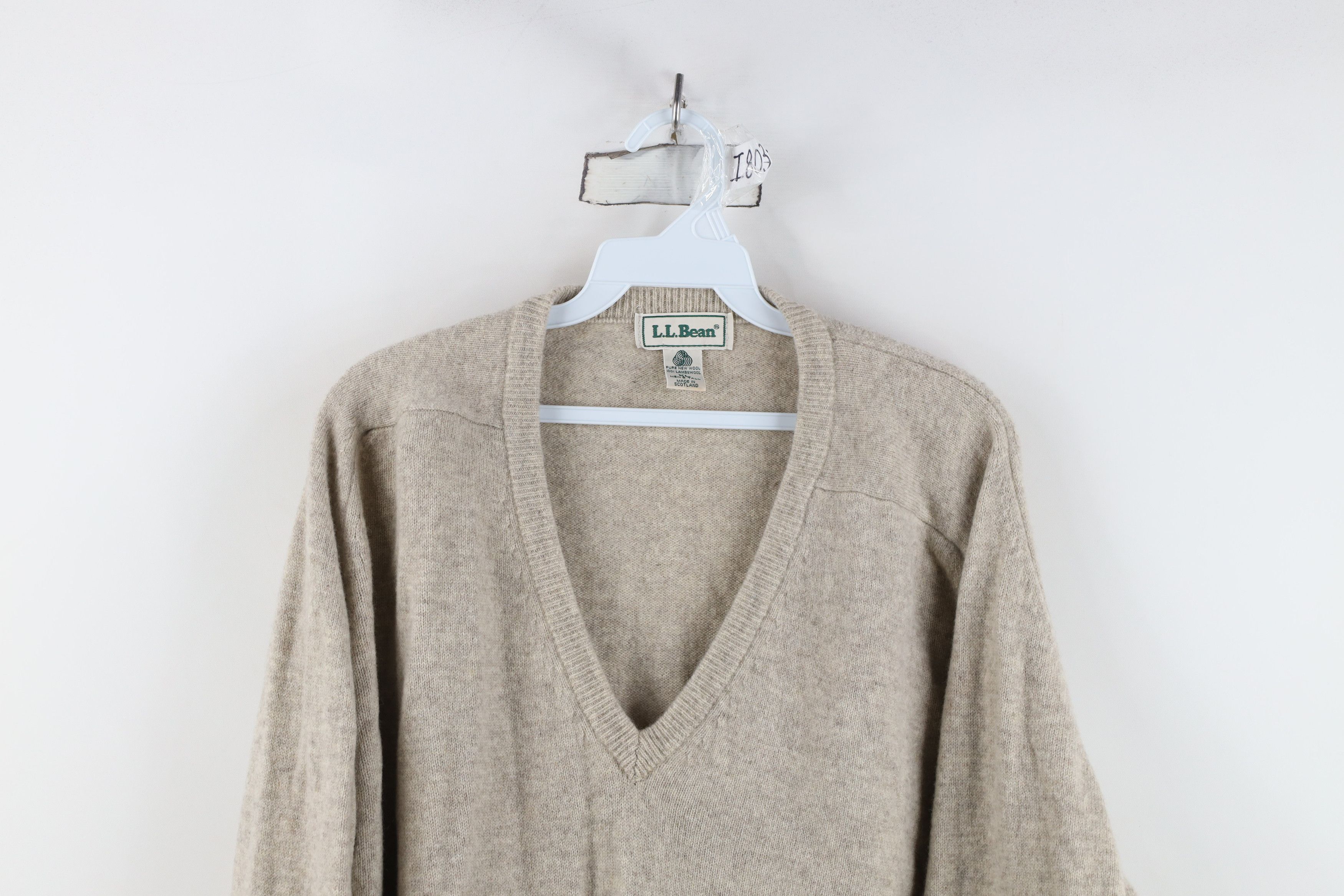 L.L. Bean Vintage 70s LL Bean Knit V-Neck Sweater Heather Gray Size US XL / EU 56 / 4 - 2 Thumbnail