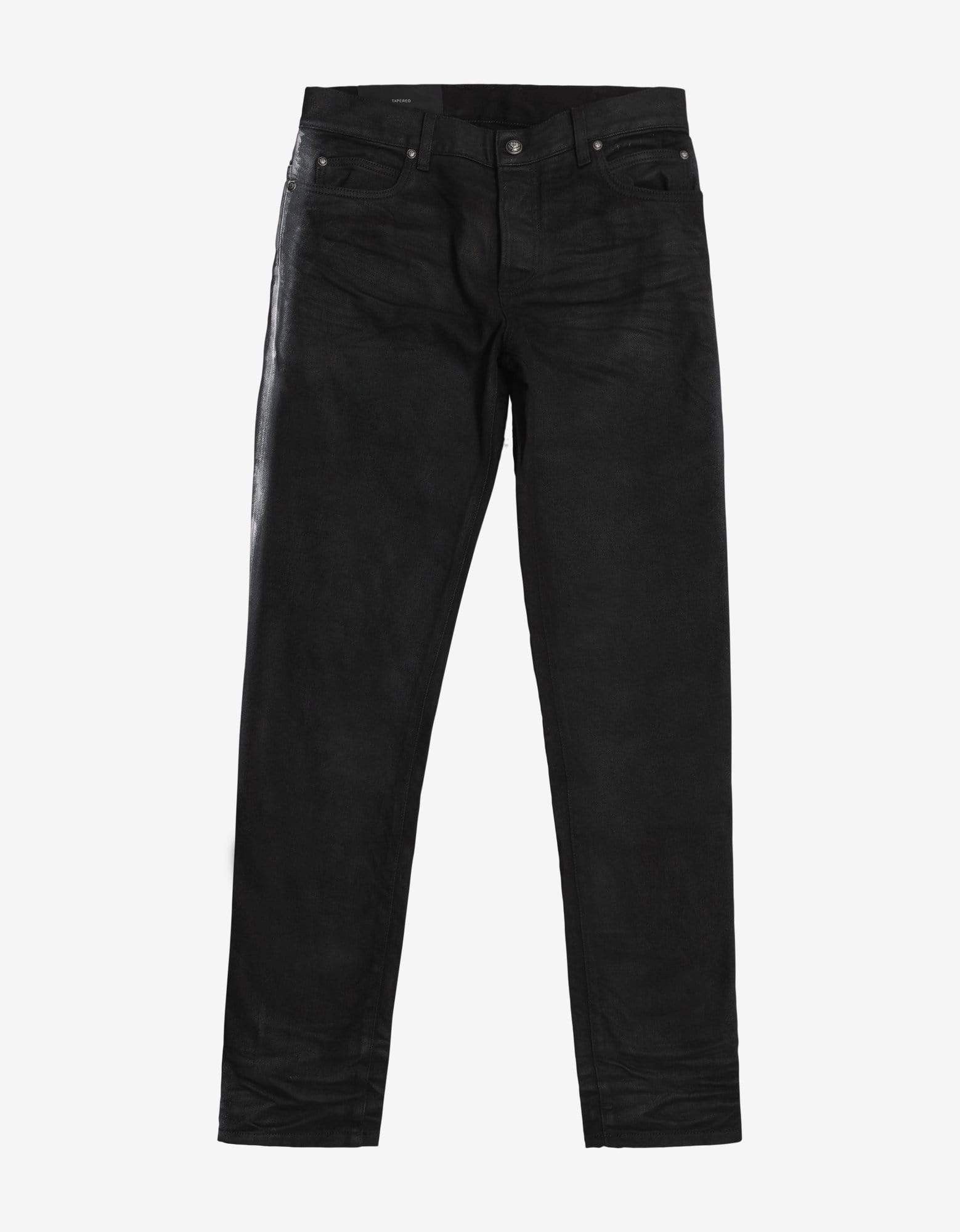 image of Balmain Black B Logo Spray Paint Stripe Jeans, Men's (Size 34)