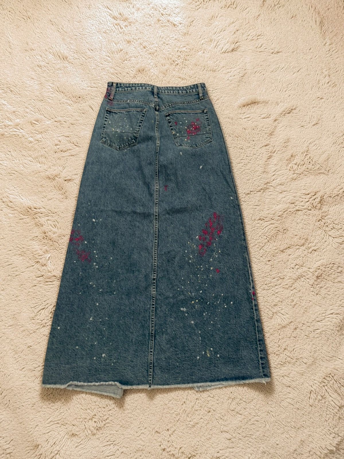 NSF NSF Daisy Maxi Denim Skirt Pink Paint Splatter Rigid Sz 28 Size 28" / US 6 / IT 42 - 4 Thumbnail