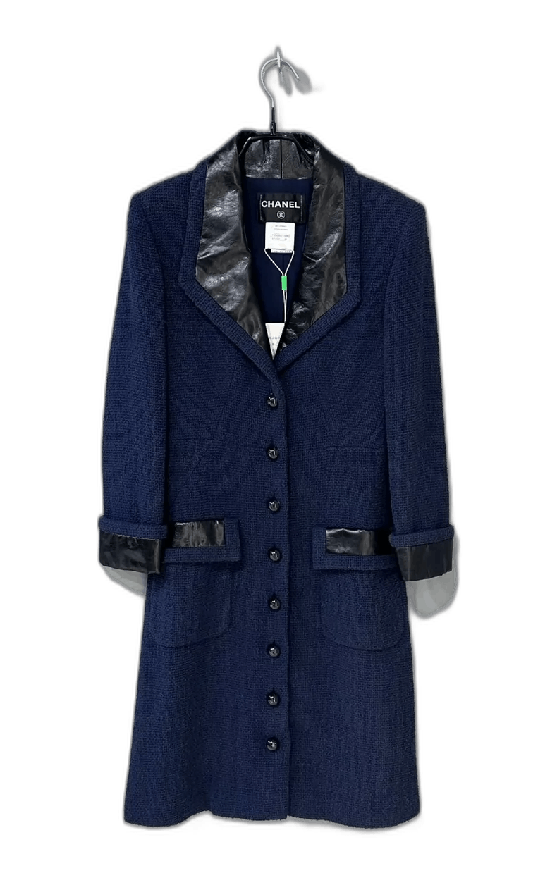 Chanel Blue Collar Button Coat by Chanel Size M / US 6-8 / IT 42-44 - 1 Thumbnail