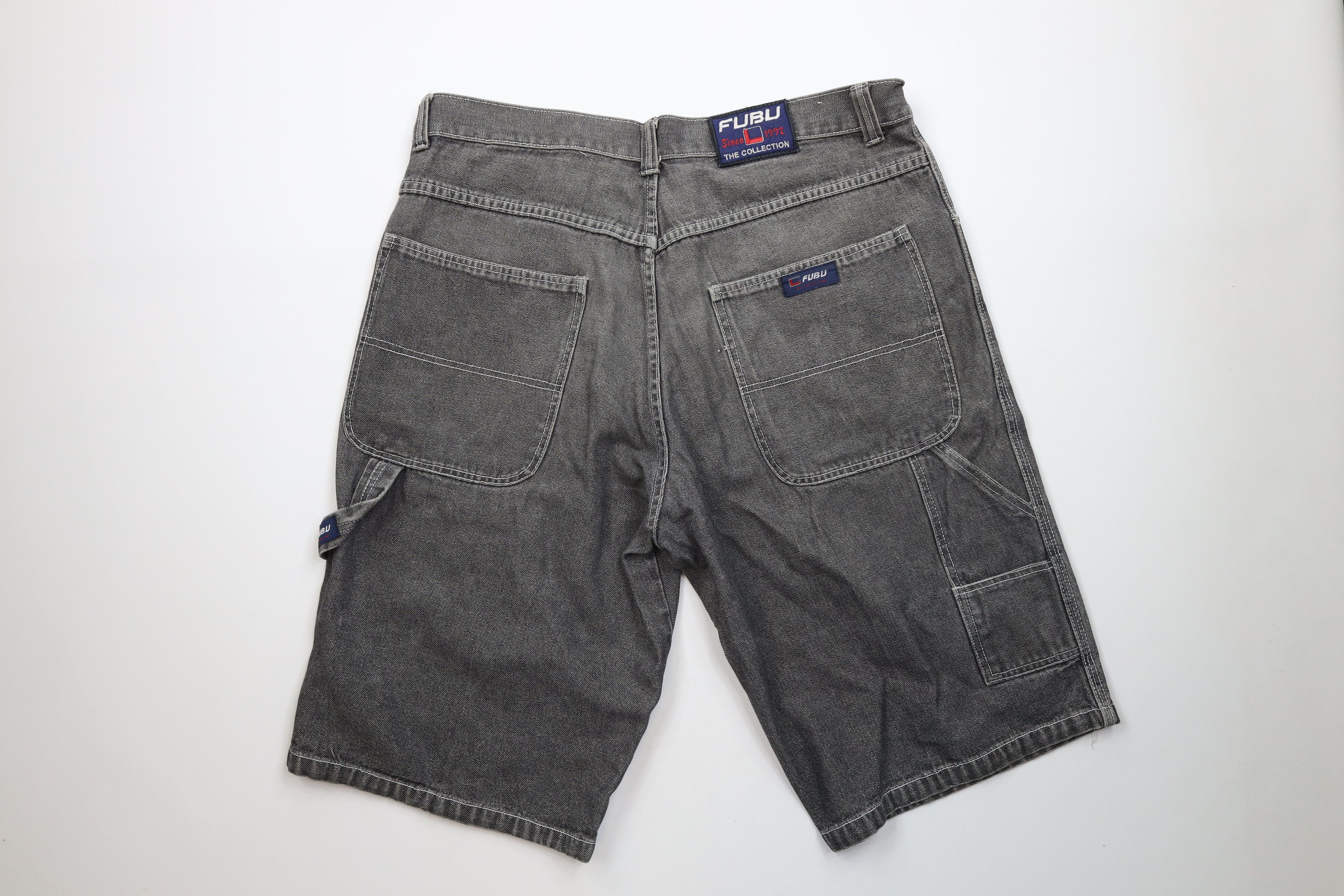 Fubu × Vintage Vintage 90s Fubu Spell Out Baggy Hip Hop Denim Jean Shorts Size US 42 / EU 58 - 10 Thumbnail