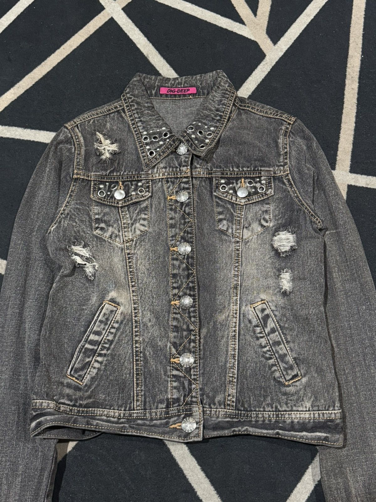 If Six Was Nine Japanese Studded Ring Digdeep Denim Jacket Distressed Size US S / EU 44-46 / 1 - 3 Thumbnail