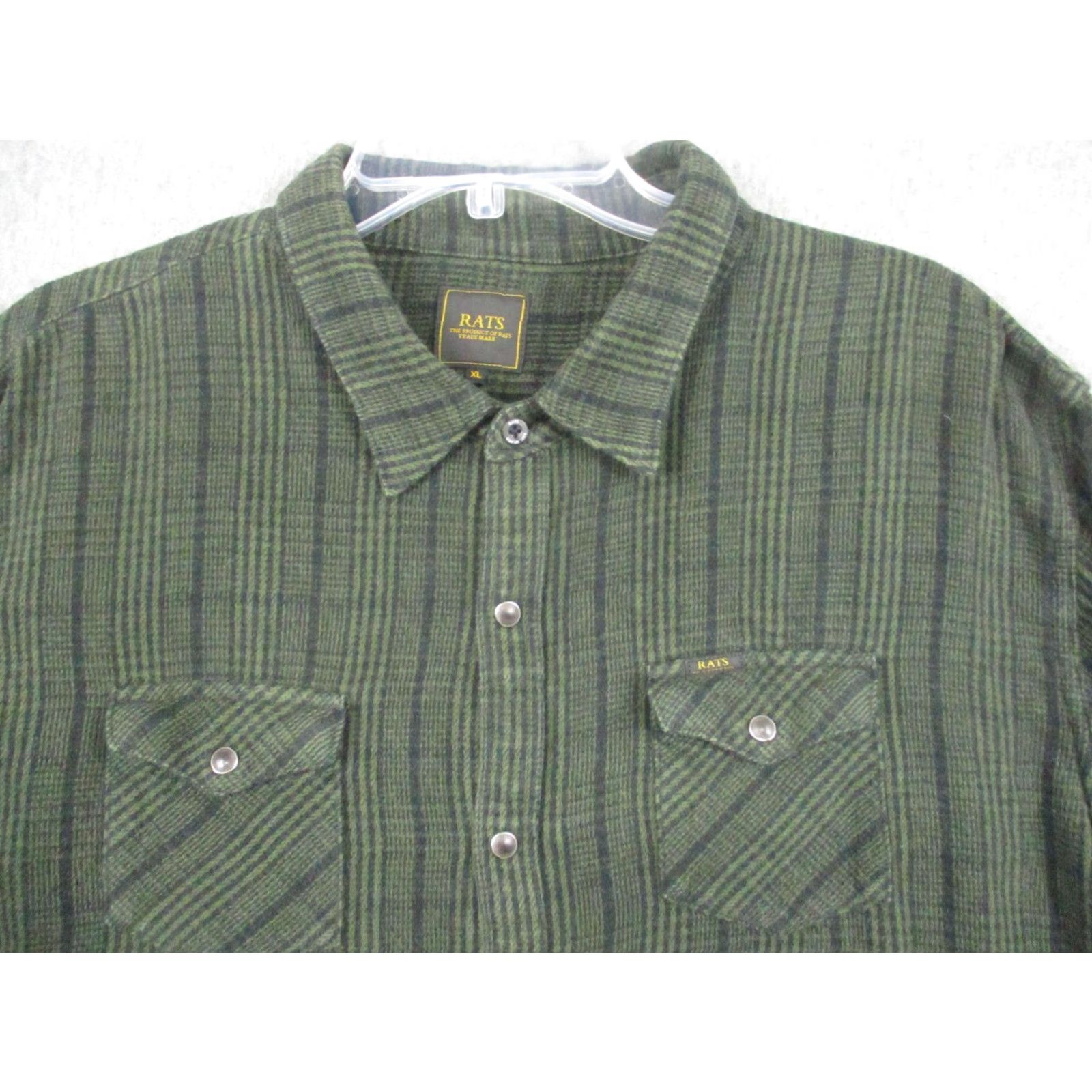 Vintage RATS Shirt Mens XL Green Flannel Snap Front Western Stripe Made Japan Casual Size US XL / EU 56 / 4 - 5 Thumbnail