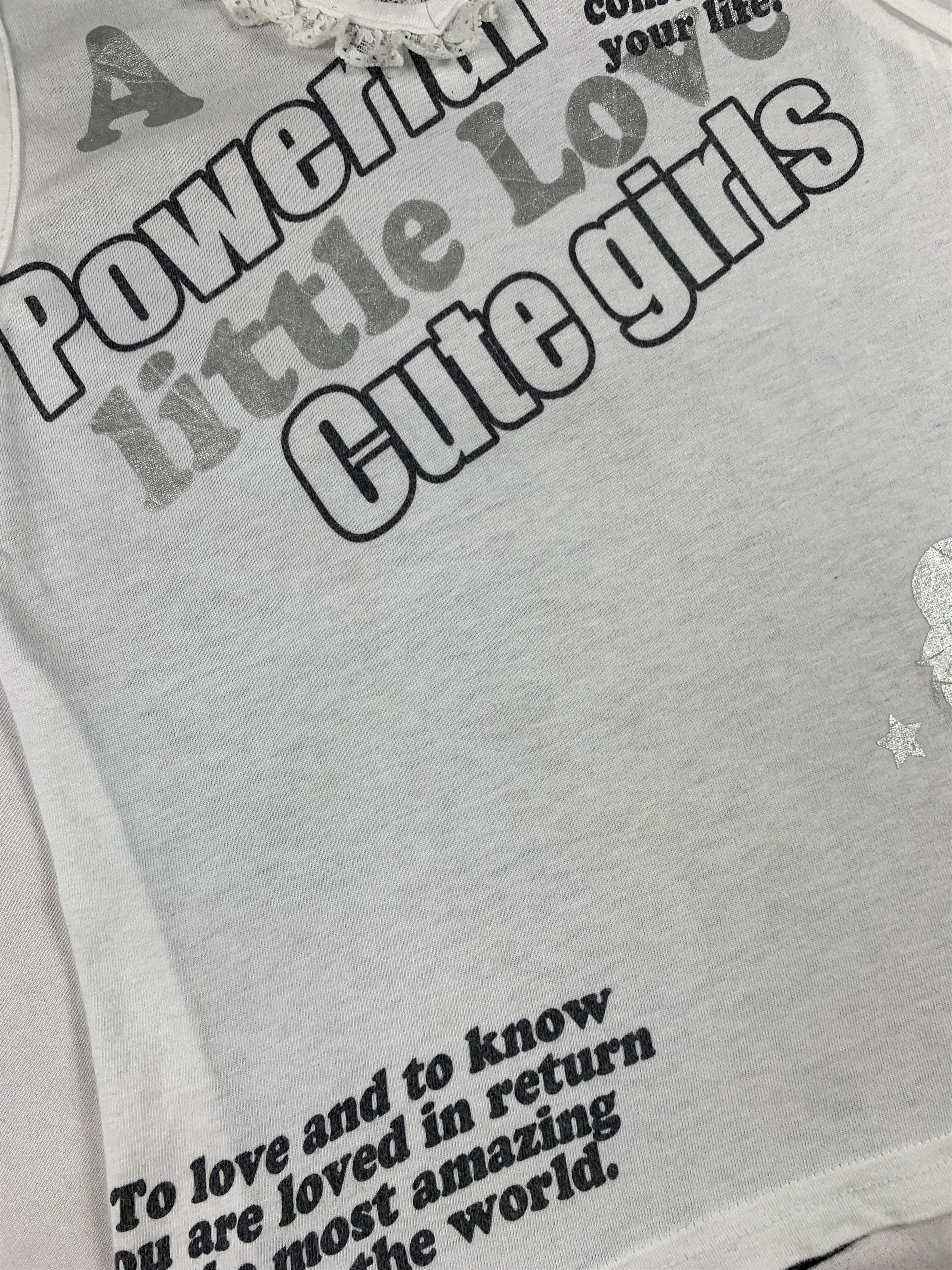 Japanese Brand Cute Girls Trim Poem Sleveeless Baby Tee (S) Size S / US 4 / IT 40 - 5 Thumbnail