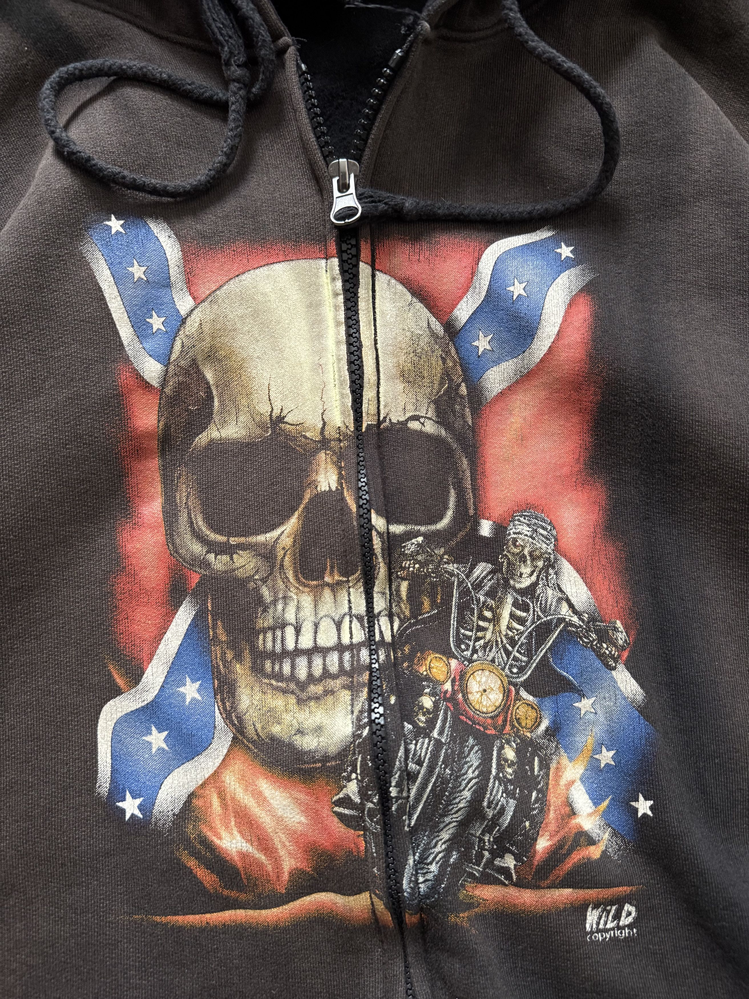 Affliction Vintage Faded Skull Zip Hoodie Rock Metal Spiral style Size US XL / EU 56 / 4 - 7 Thumbnail