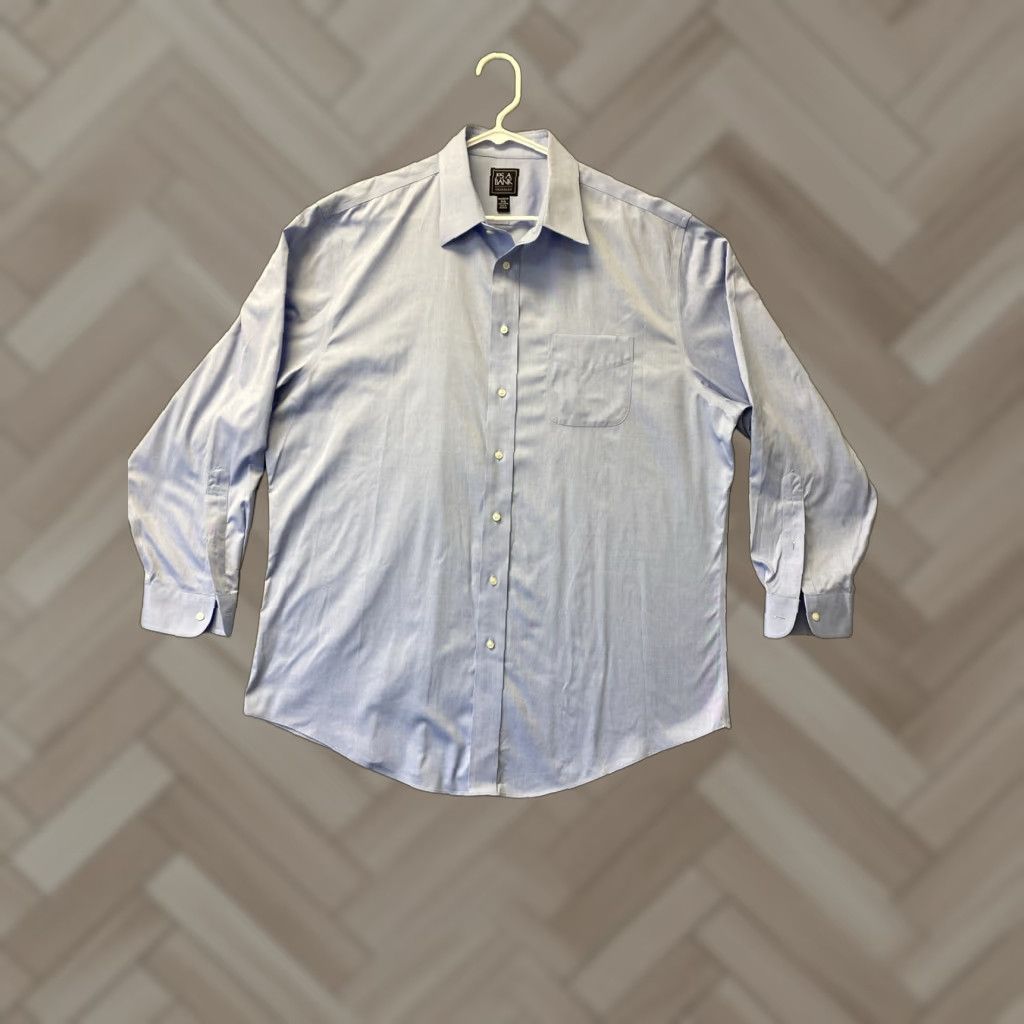 Jos. A. Bank Jos. A. Bank Shirt Mens 18 35 Blue Button-Up Long Sleeve Slim Regular Cotton Button-Up Shirt | Blue Colorful Classic Preppy All Seasons Mens Shirt Size US XXL / EU 58 / 5 - 1 Thumbnail