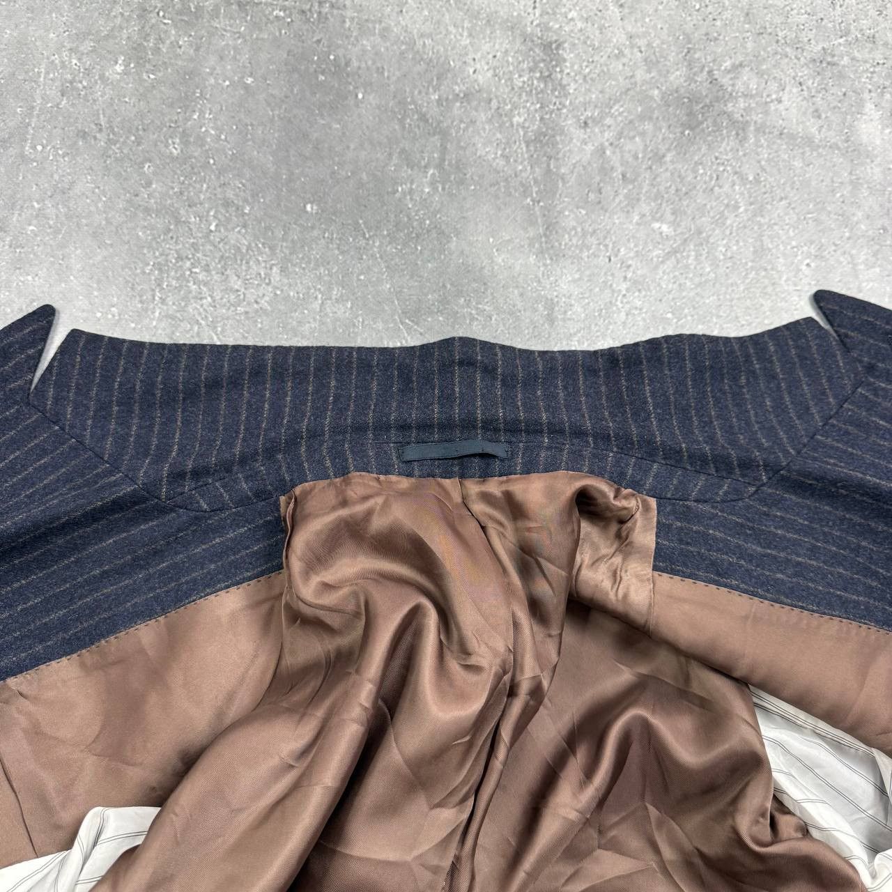 Suitsupply Suitsupply Double-Breasted Striped Wool Blazer Blue/ Brown Size 36R - 19 Thumbnail