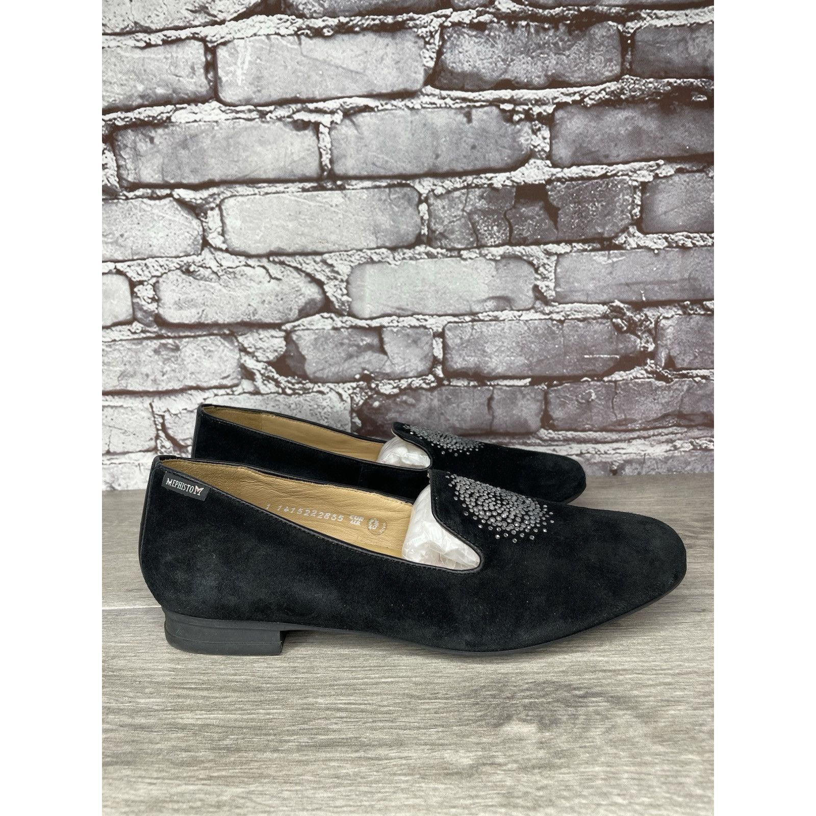 Mephisto Mephisto Air-Relax Black Suede Leather Rhinestone Heel Loafe Size US 10 / IT 40 - 13 Thumbnail
