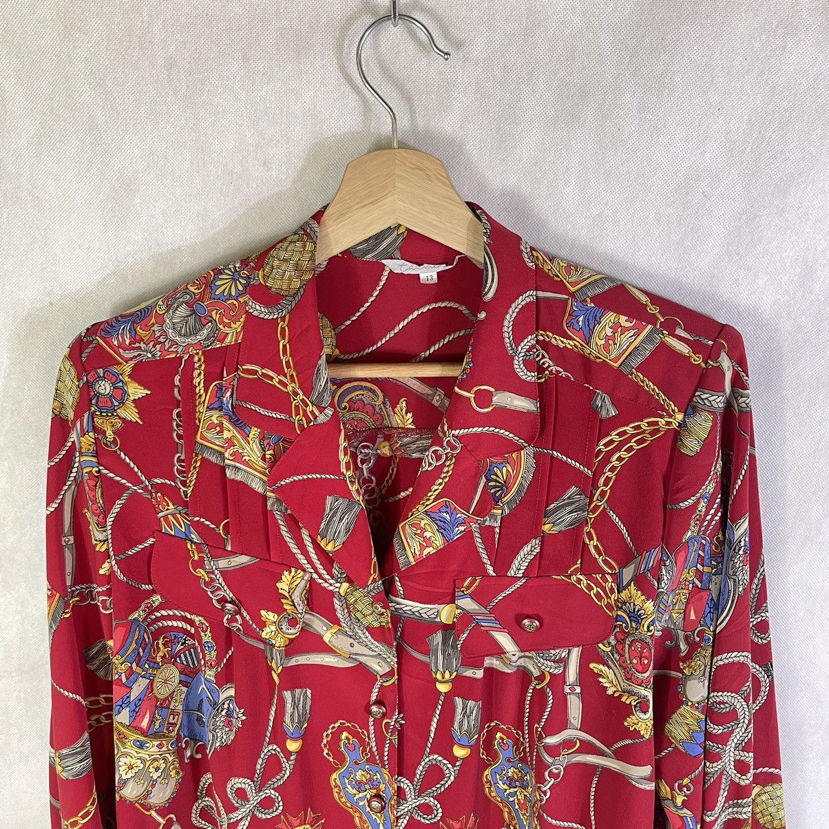 Designer × Japanese Brand × Vintage Vintage Japanese Baroque Novelty Chain Silk Shirt Size L / US 10 / IT 46 - 3 Thumbnail