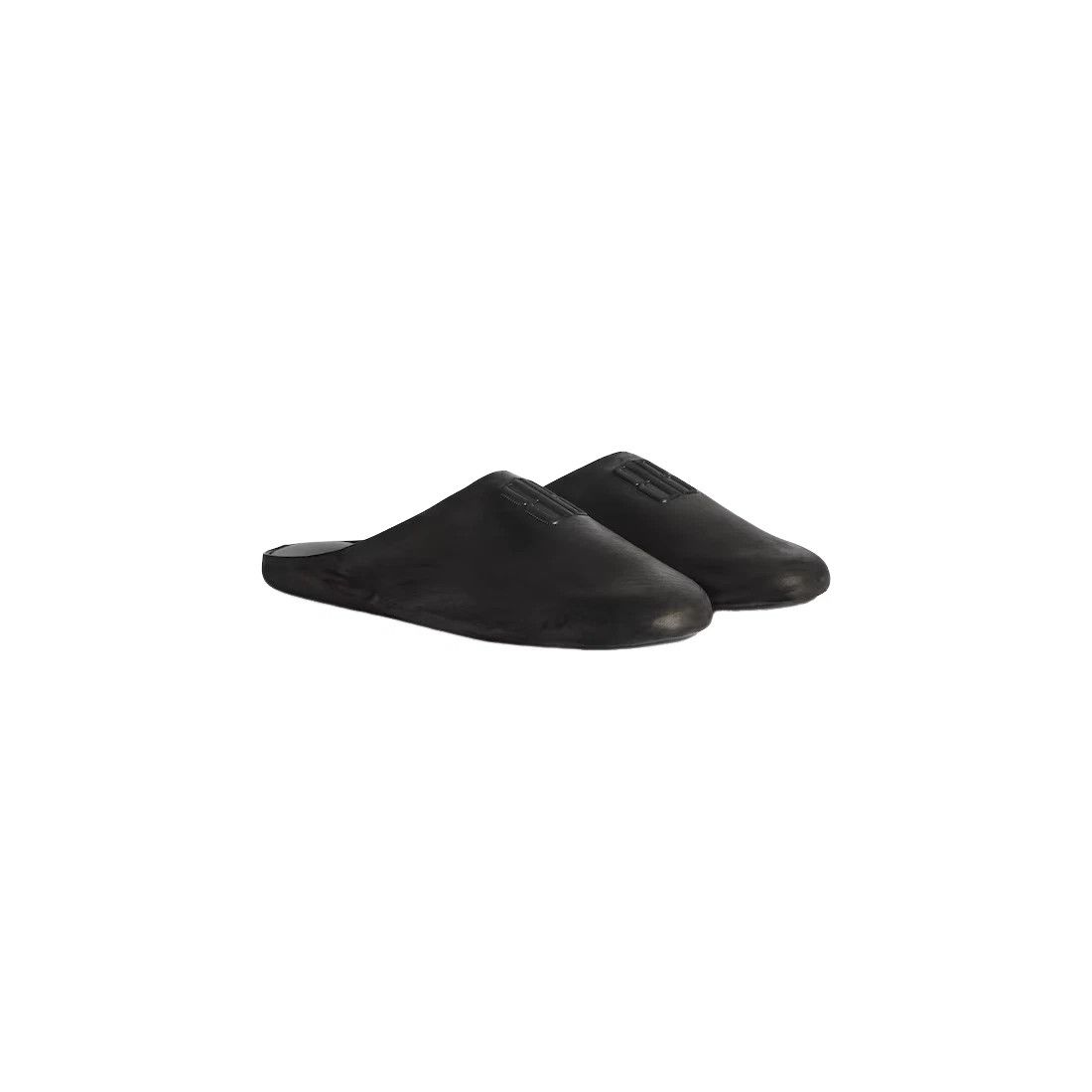BALENCIAGA $825 Black Leather Chateau Mules New & Authentic