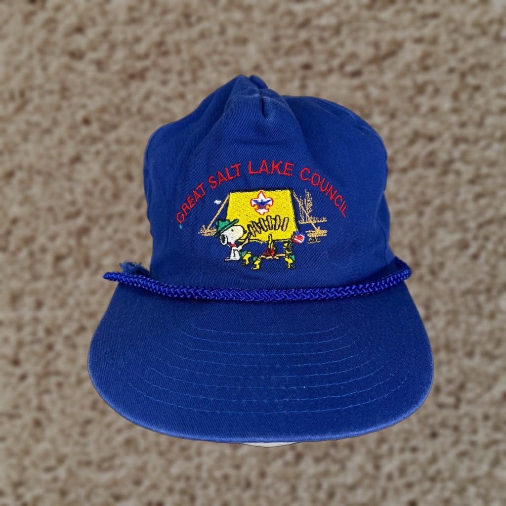 Great Salt Lake Council Hat Adult Blue Snoopy Camp Steiner BSA Cap Strap Back