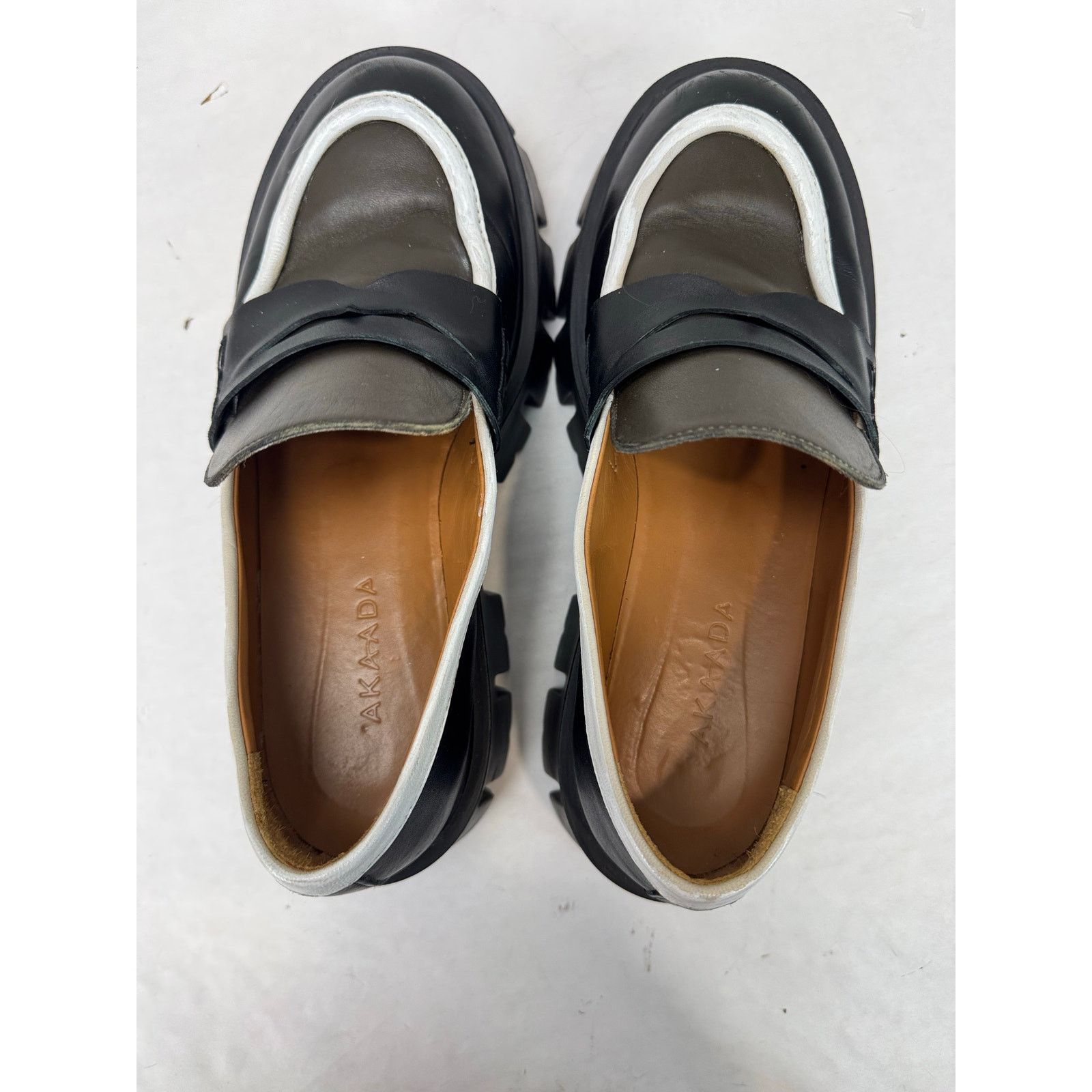 Other Akaada Mikki Black Brown Chunky Loafers Italy Leather Lug 41 Size US 10 / IT 40 - 9 Thumbnail