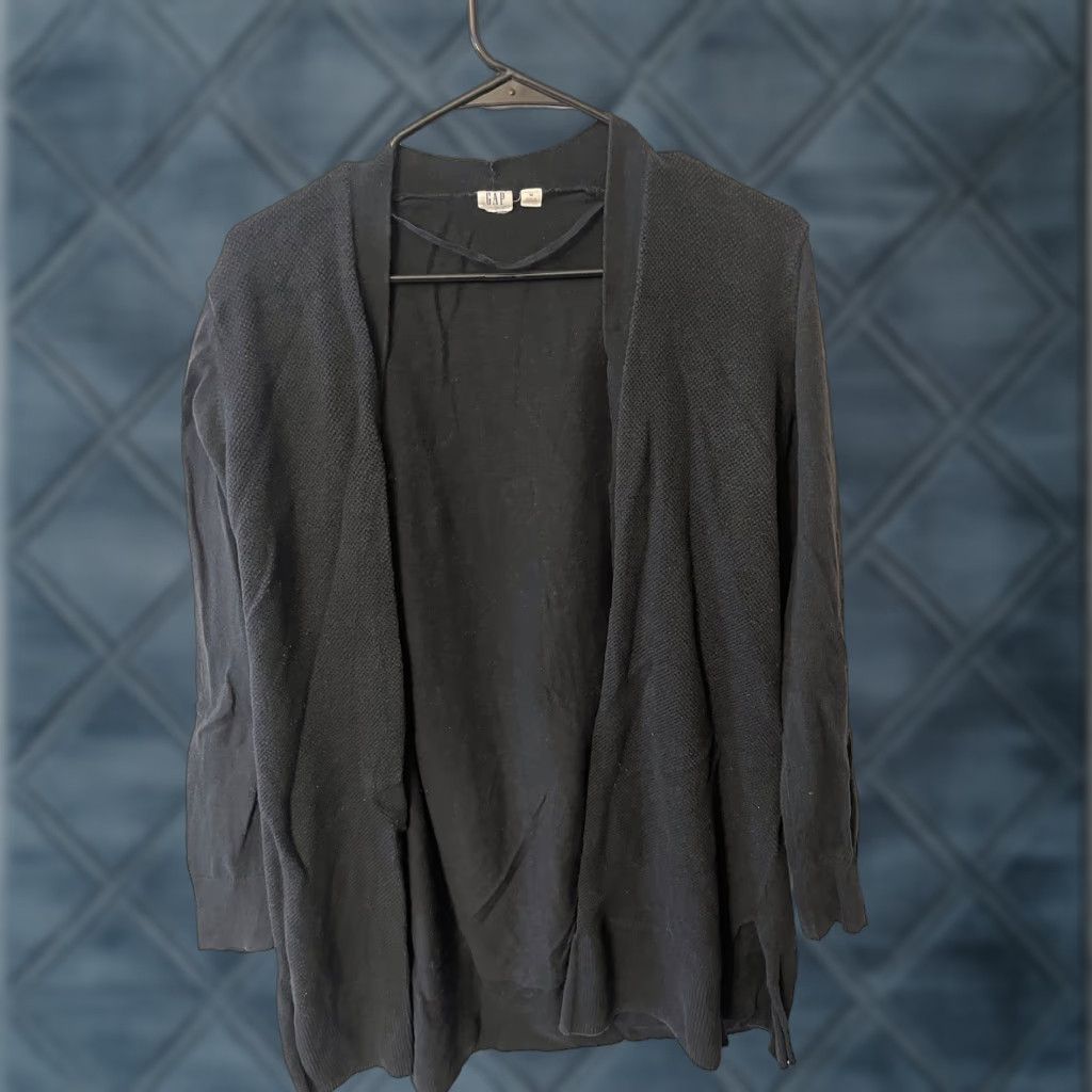 Gap VINTAGE Gap Women's Cardigan Sweater Narrow-Knit Short Sleeve Open Front Black 90s City Retro Fashion Size M / US 6-8 / IT 42-44 - 1 Thumbnail