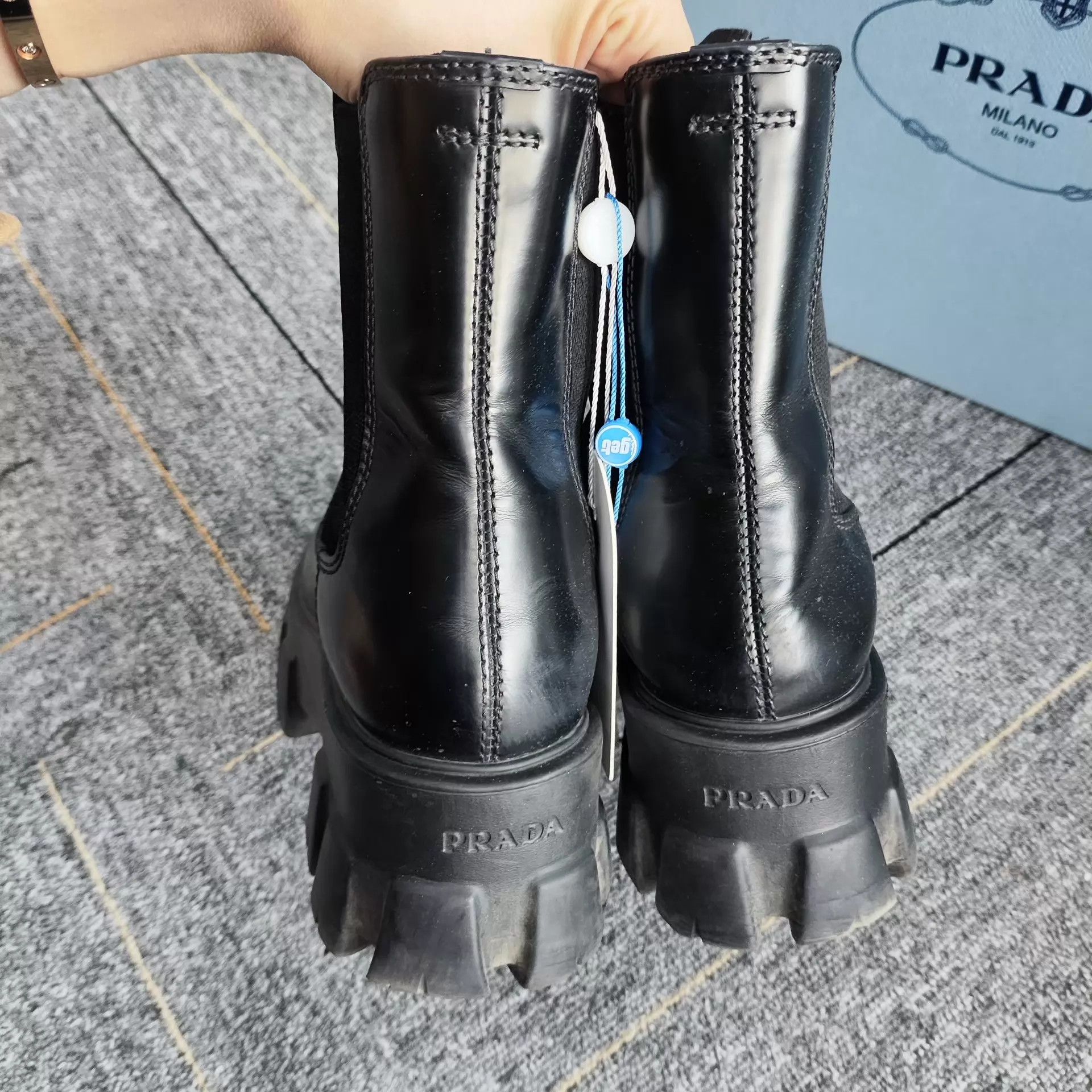 Prada PRADA leather fabric black short boots 35.5 Size US 5 / IT 35 - 5 Thumbnail