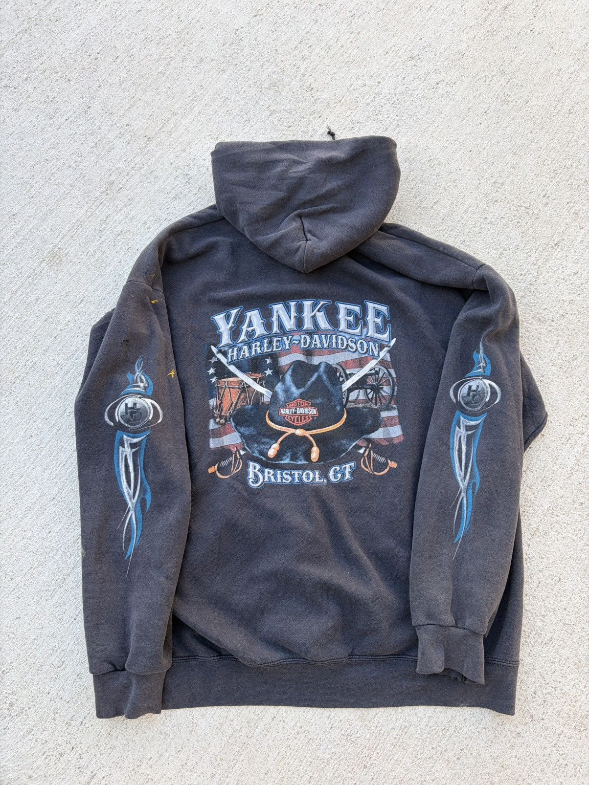Harley Davidson Vintage Harley Davidson Flames Skull Faded Distressed Hoodie Size US L / EU 52-54 / 3 - 2 Thumbnail