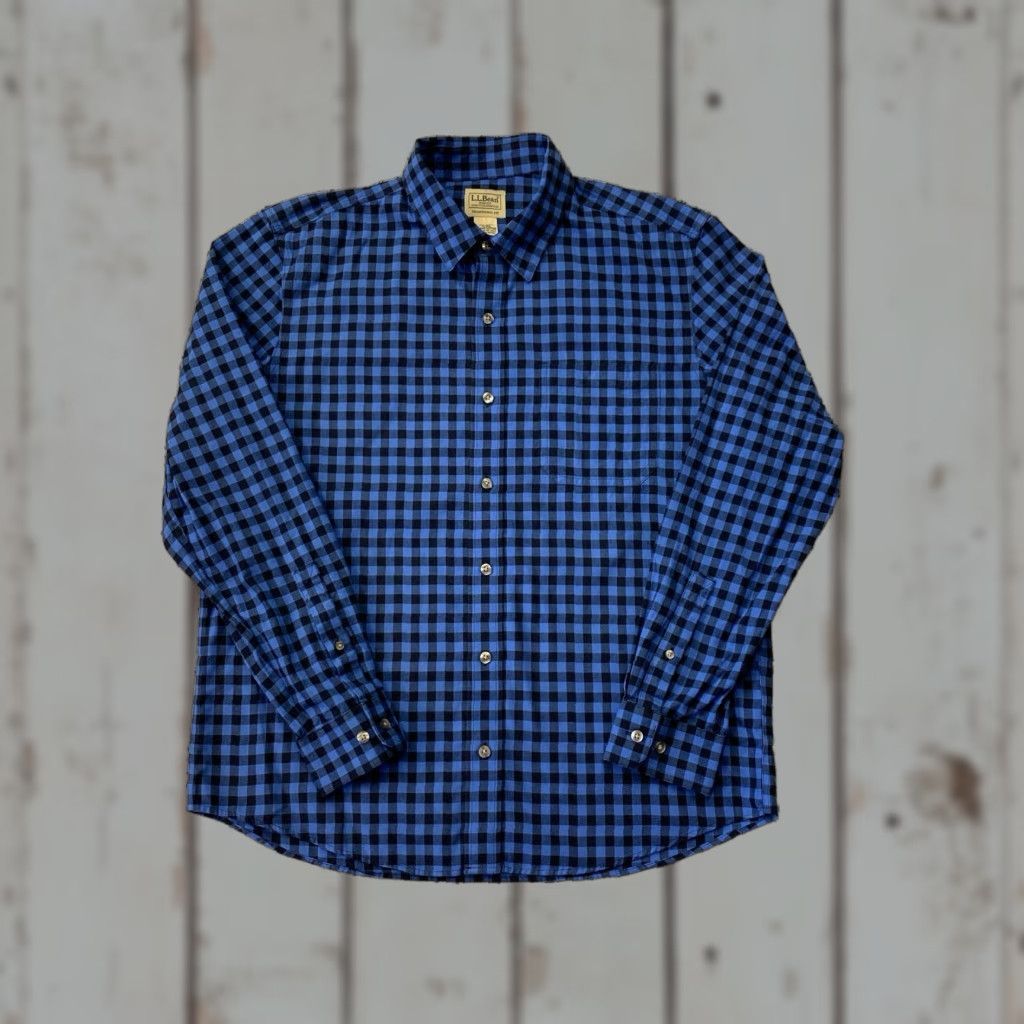 Vintage LL Bean Shirt Mens Medium Traditional Fit Button-Up Long Sleeve Plaid Blue Cotton Spandex Shirt Mens Regular Fit Classic Button-Down Pocketed Casual Size US M / EU 48-50 / 2 - 1 Thumbnail