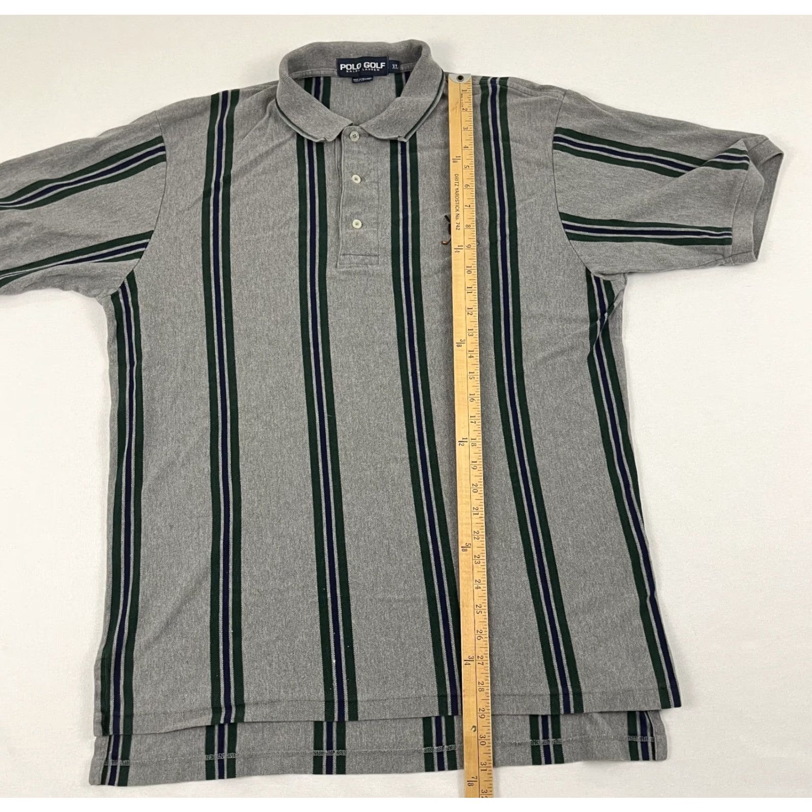 Vintage VINTAGE Polo Golf Ralph Lauren Polo Shirt Mens XL Gray Striped 100% Cotton Retro Crest Logo/Classic Sports Shirt Mens XL Gray Striped Cotton Size US XL / EU 56 / 4 - 4 Thumbnail