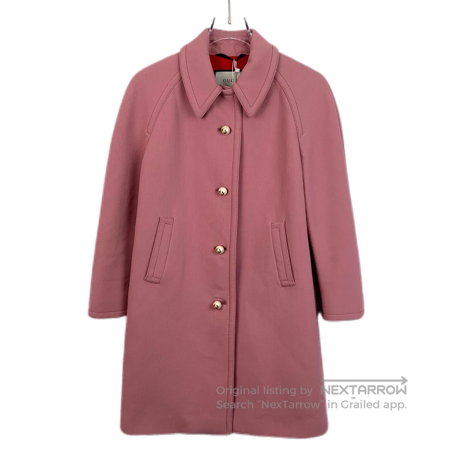 Gucci Guicci Pink Wool Lapel Pearl Button Decorated Coat| Size XS / US 0-2 / IT 36-38 - 1 Thumbnail