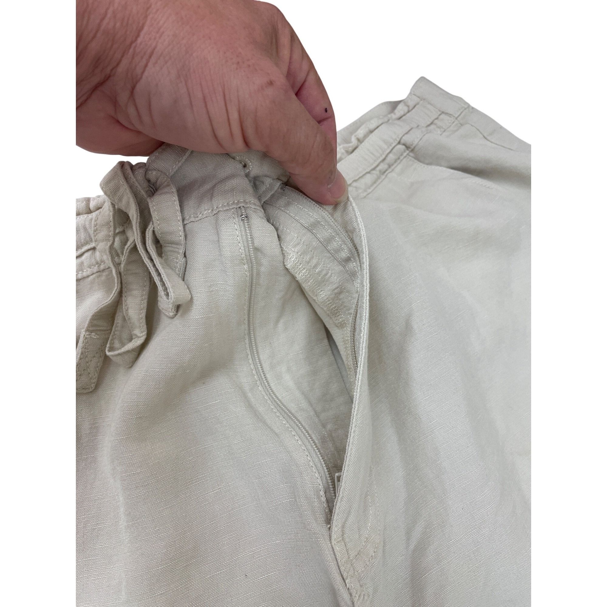 Cubavera Cubavera womans beige Drawstring Linen blend wide leg pants Size 24" / US 00 / IT 34 - 6 Thumbnail